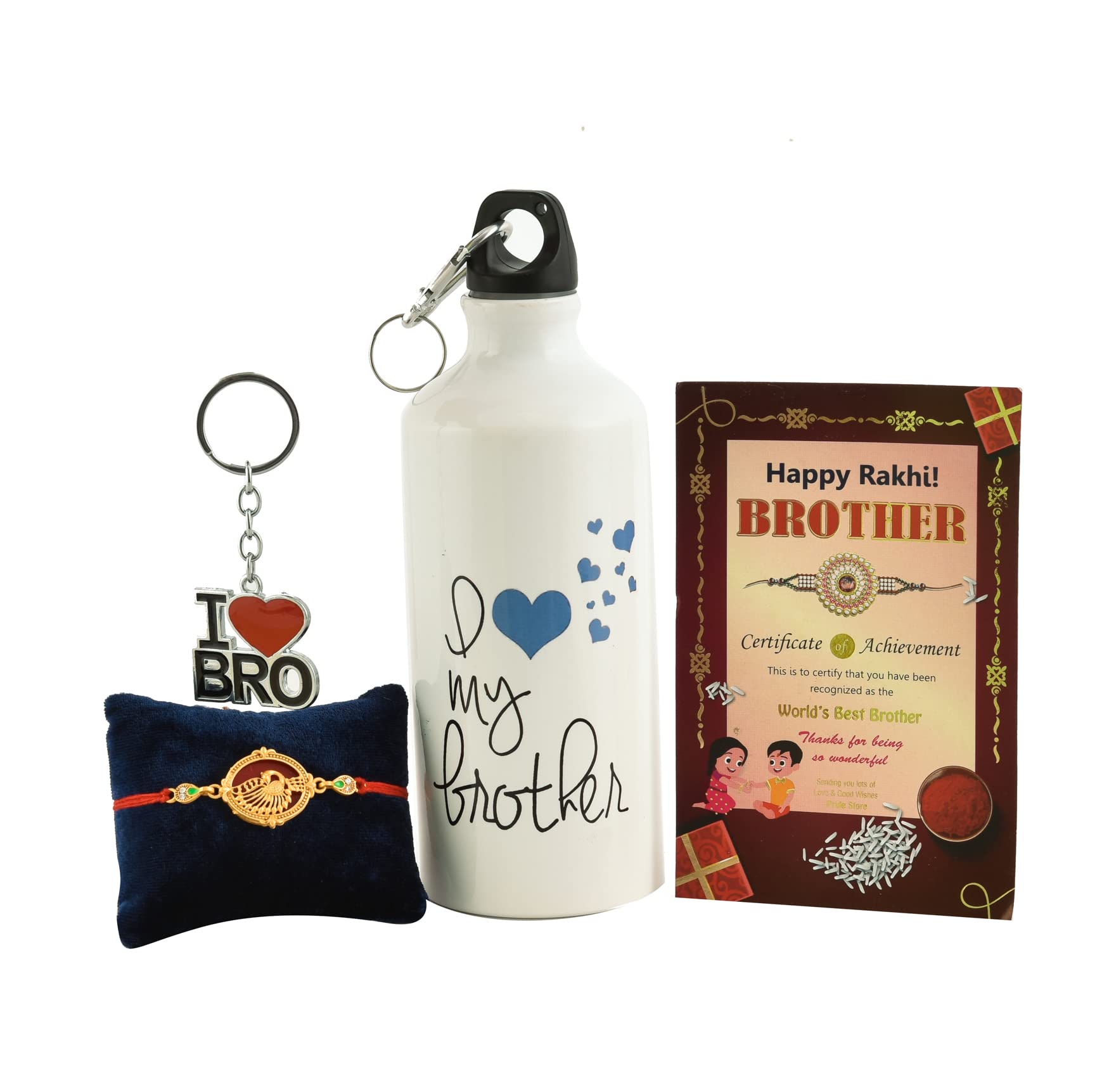Rakhi Gift With Sipper Bottle For Brother Designer Rakhi I Love My Brother Printed Sipper Bottle & Key chain & Greeting Card | rakshabandhan rakhi with Wather Bottle | Rakhi For Brother| Traditional Exclusive rakhi-image-46