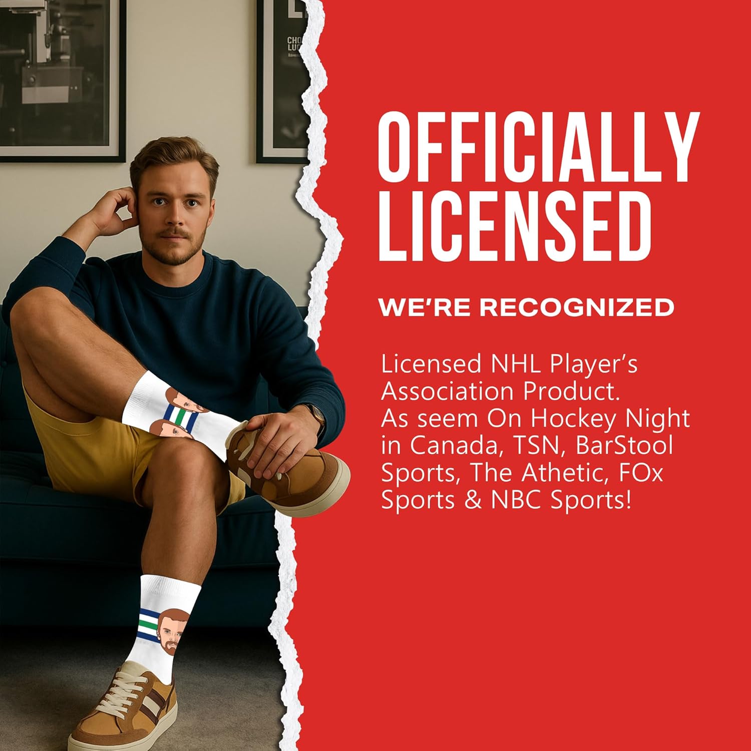 Major League Socks - NHL - Various Players - Hockey Fan Holiday Gift Unisex Apparel (Size 7-13) - Image 2