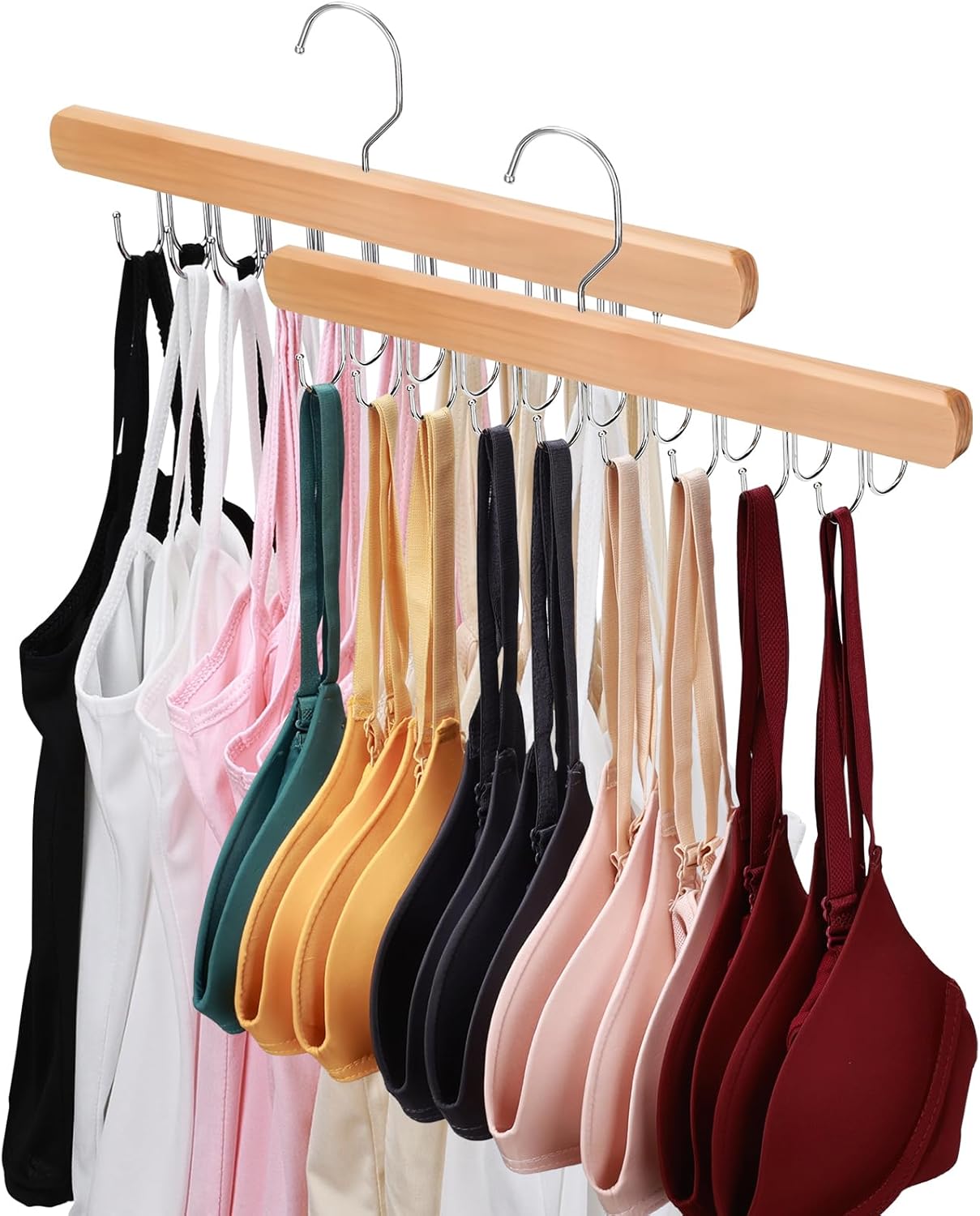 2 Pack Wooden Bra Hanger Closet Organizer Tank Tops