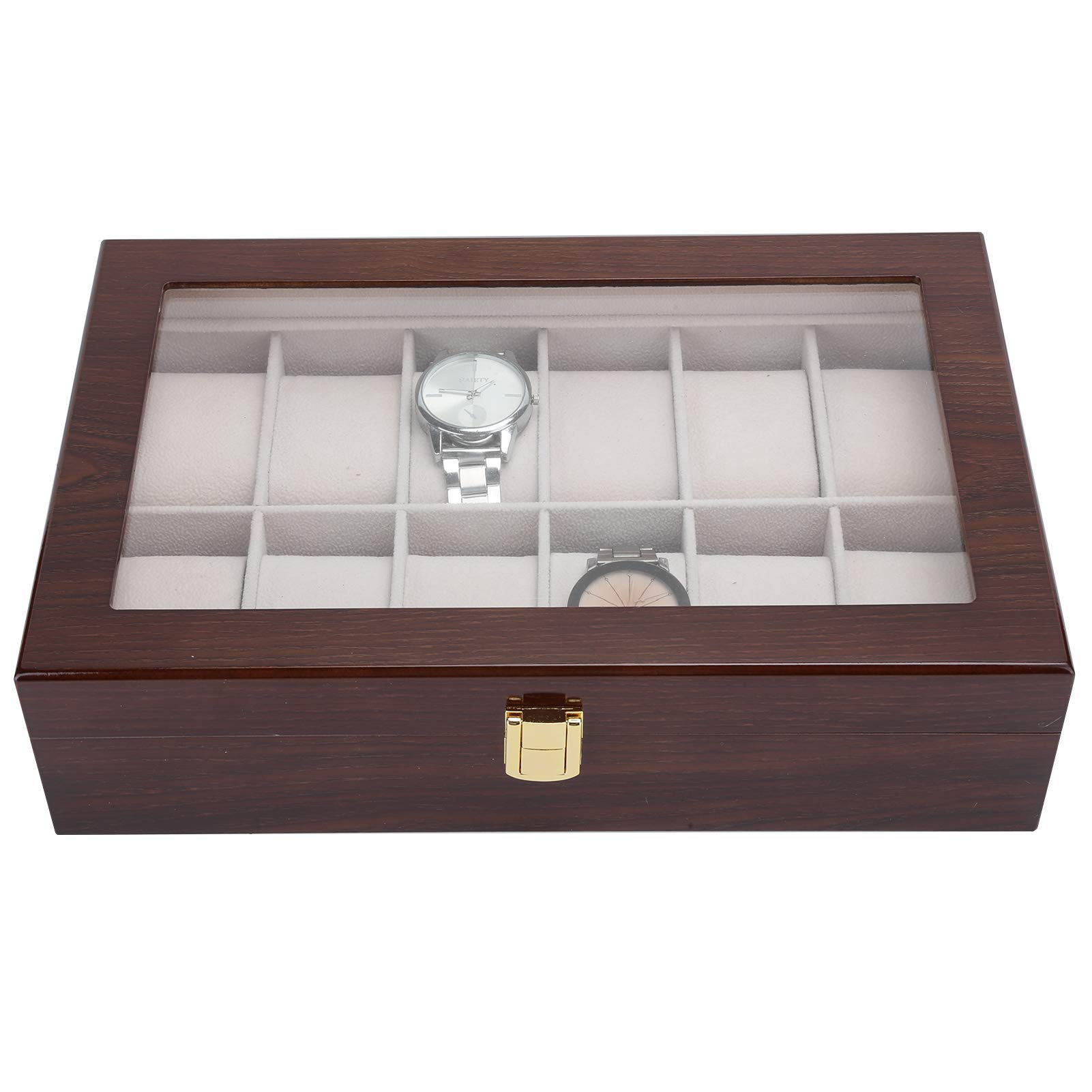 Boîte de rangement en bois pour montres, 12 compartiments