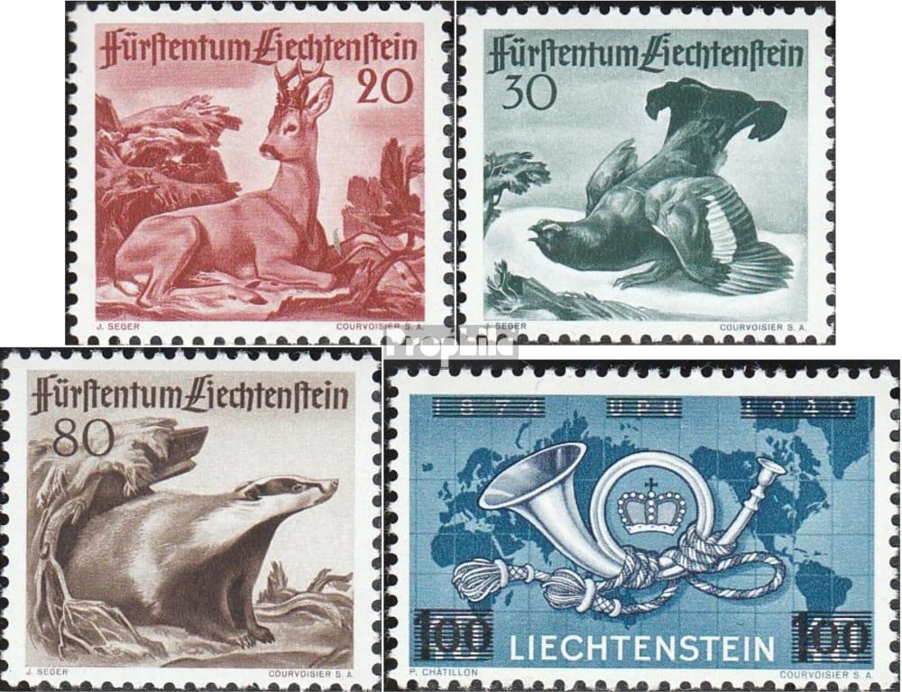Prophila Collection Liechtenstein 285-287 288 completo vintage 1950 caza sellos MNH 2
