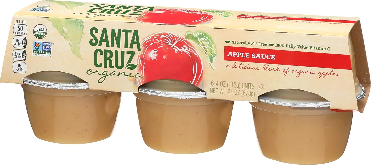 Santa Cruz Organic Apple Sauce, 6 Pack, Non GMO, 24 Ounces (Pack Of 12)