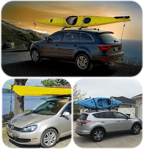 Miniatura 2 de LE KAPMOZ Correas de amarre para kayak, arco de canoa y popa, polea de trinquete de carga resistente, colgador de cuerda