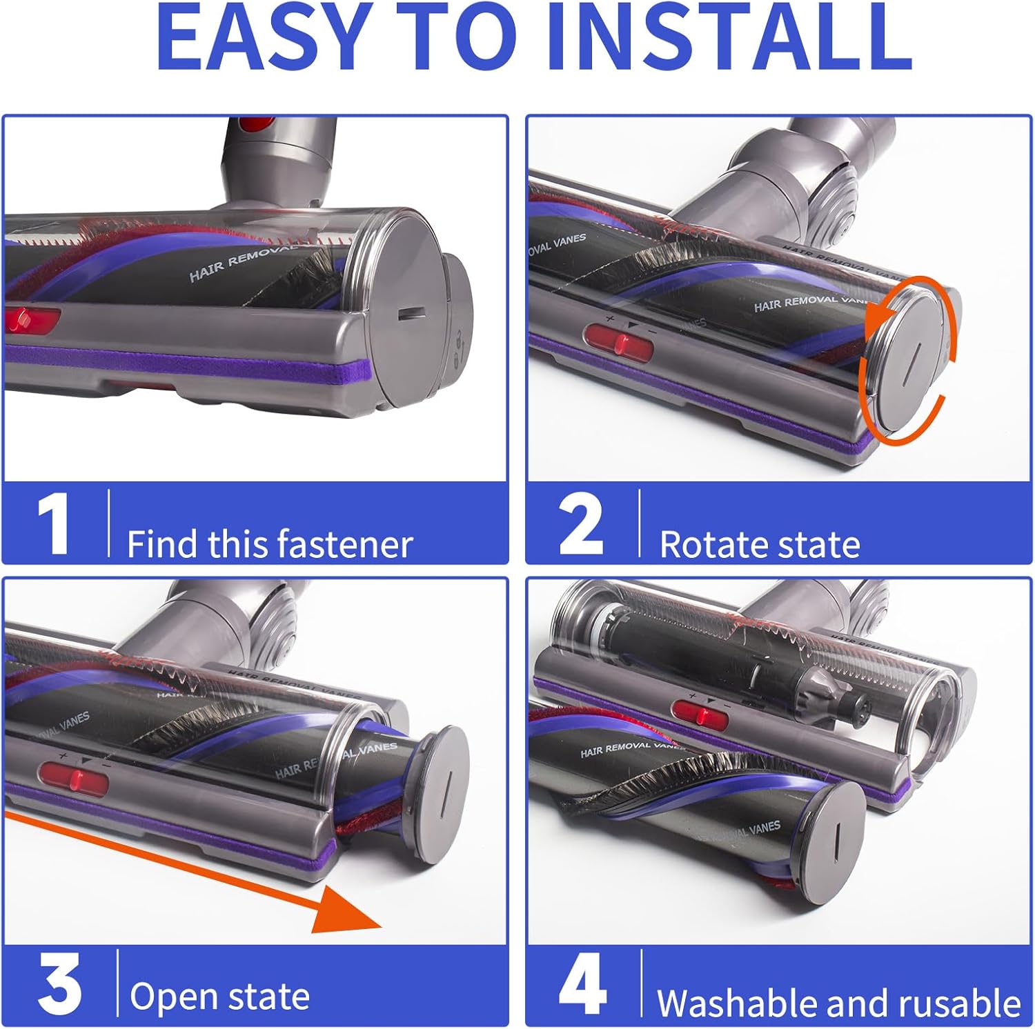 Upgrade High Torque Brush Head Replacement for Dyson V11, V15, V10, V8, V7 - Anti-Tangle Power Roller, Deep Carpet & Hard Floor Cleaner (Parts NO. 970100-05) High Torque Brush Head - Us image 7 of 8 B0F8V7D2LK