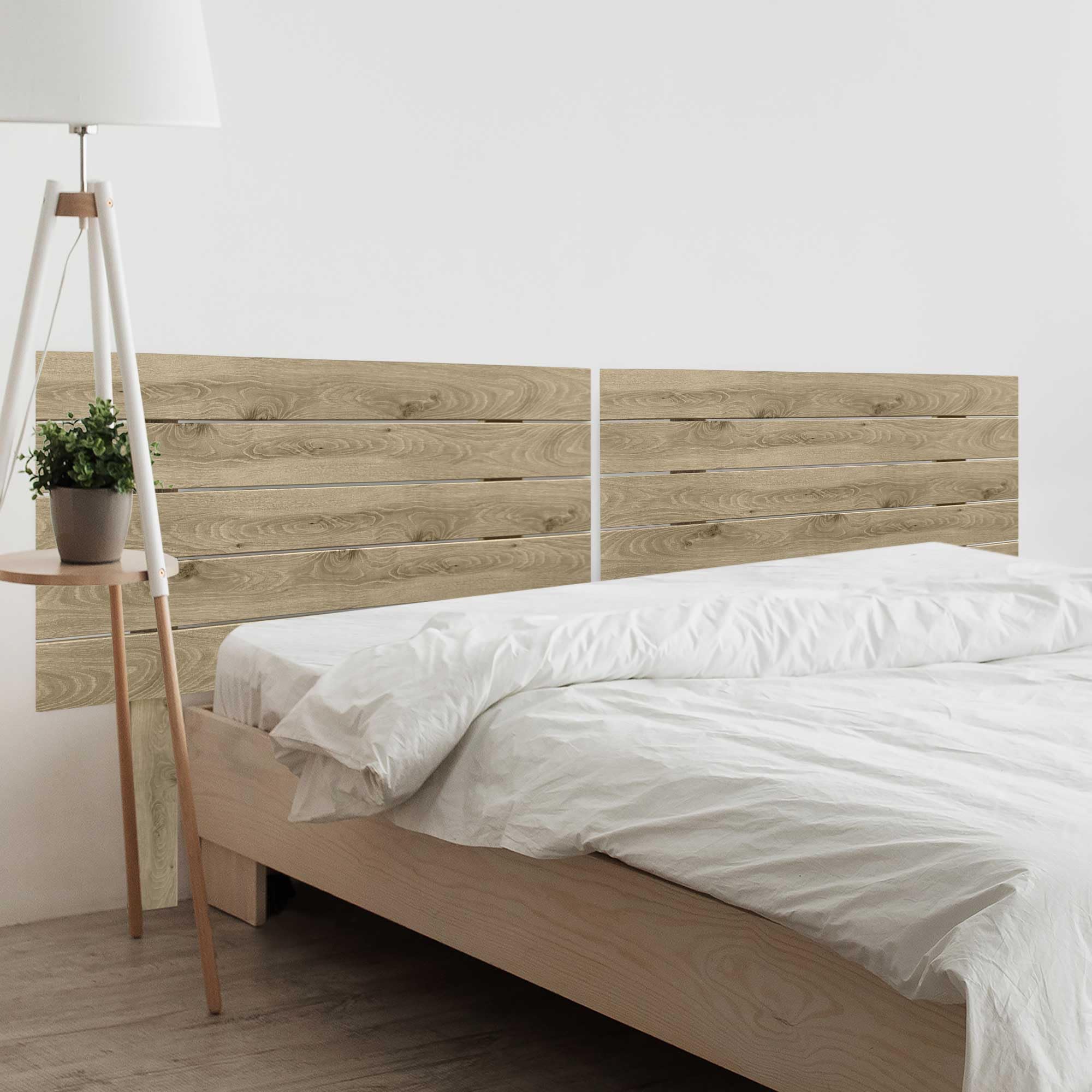 DHOME Recycled MDF Headboard with Pallet Style Legs Horizontal Bed Pallets Hardware Included (180cm Dual, Cambrian Wood)
