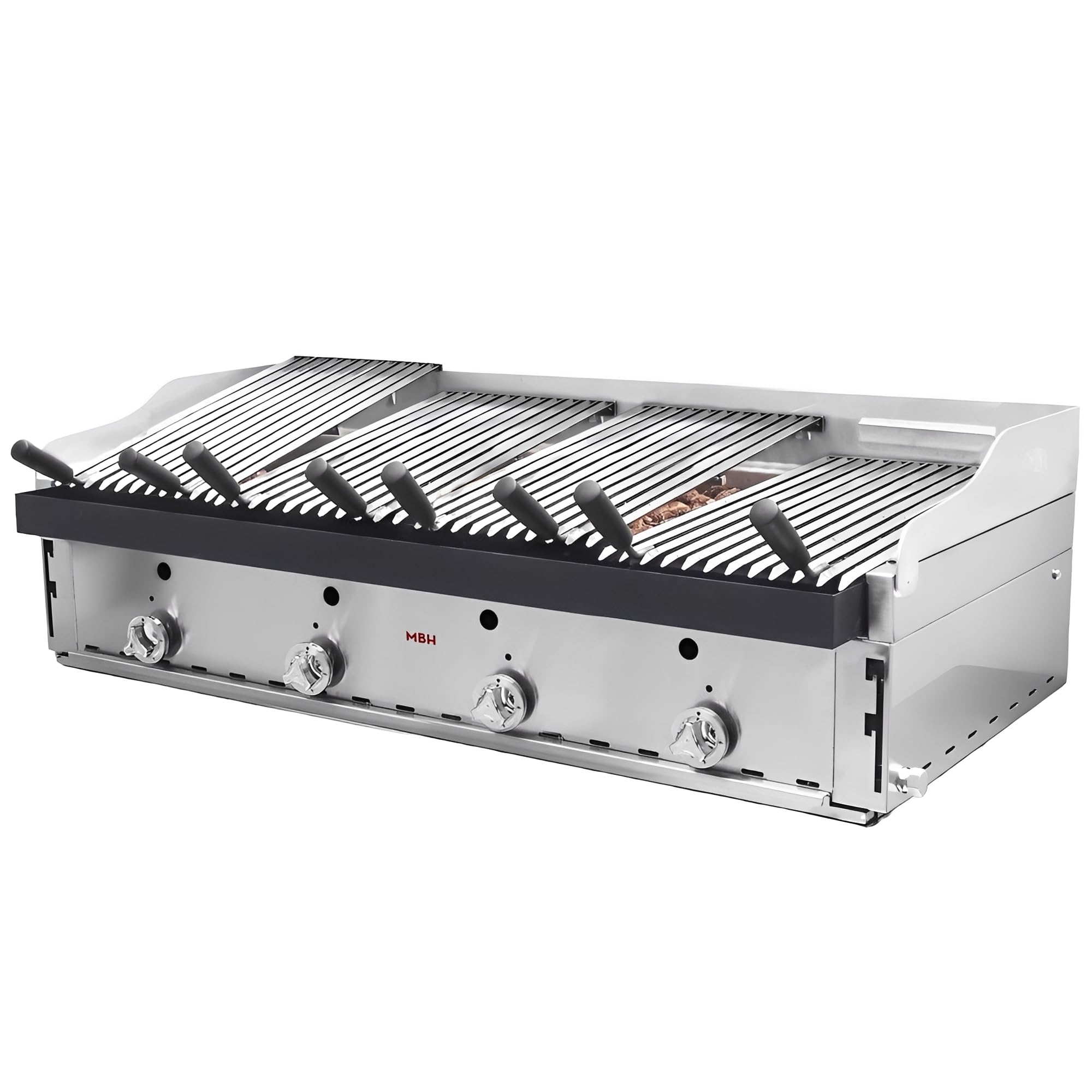 MBH Profesjonalny grill gazowy z kamienia wulkanicznego, 120 cm, ekonomiczny, przemysłowy grill baskijski, paworowany, do restauracji, hotelarstwa.