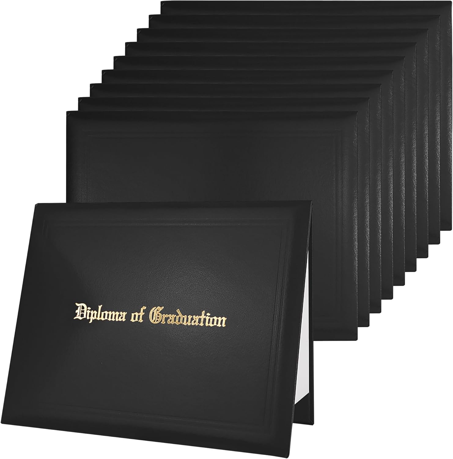 GraduatePro 10 Pack Diploma Cover 8.5x11 Certificate Document Presentation Holder Smooth Leather Letter Size Black