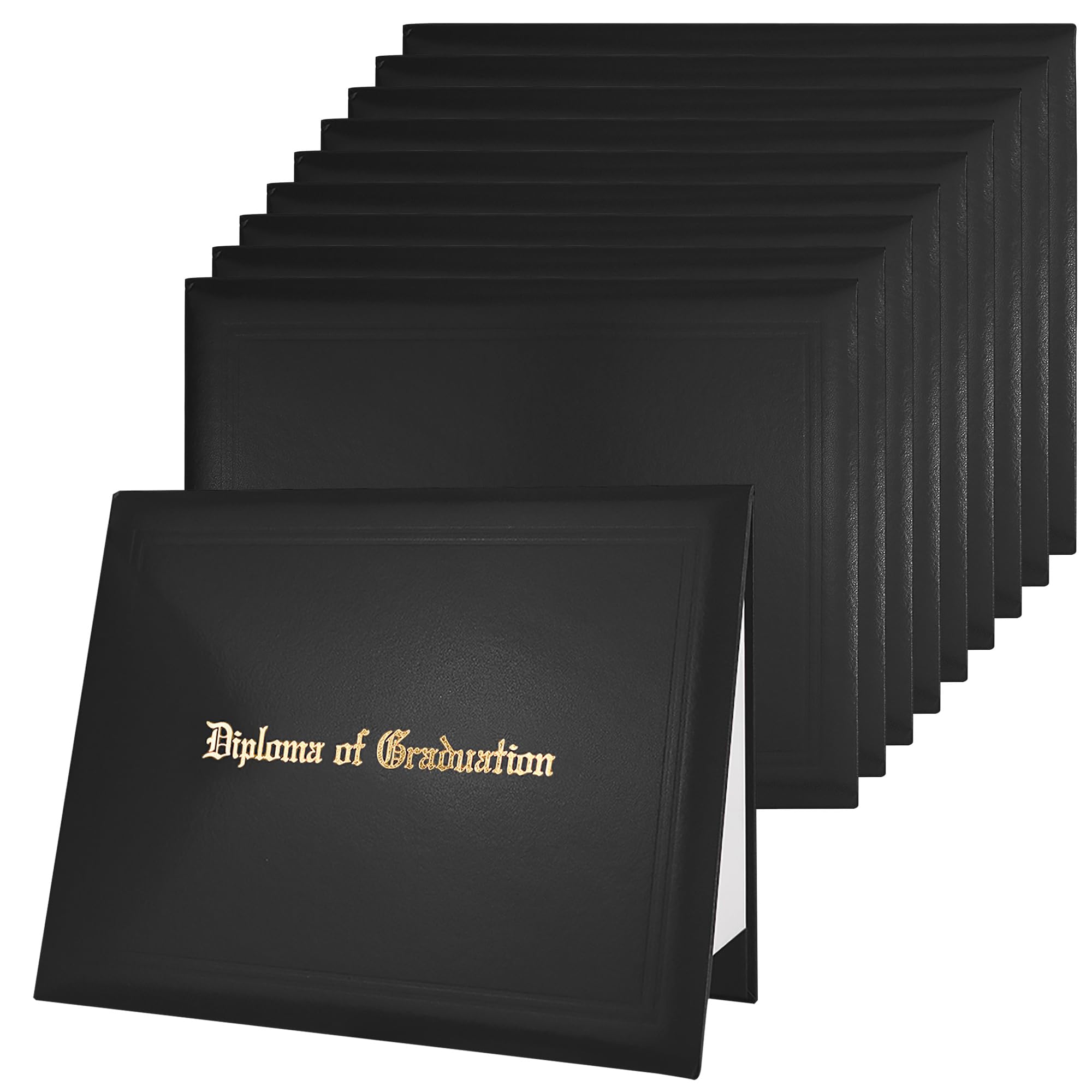 Photo 1 of *BLANK / PHOTO FOR REFERENCE ONLY*  GraduatePro 10 Pack Imprinted Diploma Cover 8.5x11, Graduation Certificate Document Presentation Holder Smooth Leather Letter Size Black