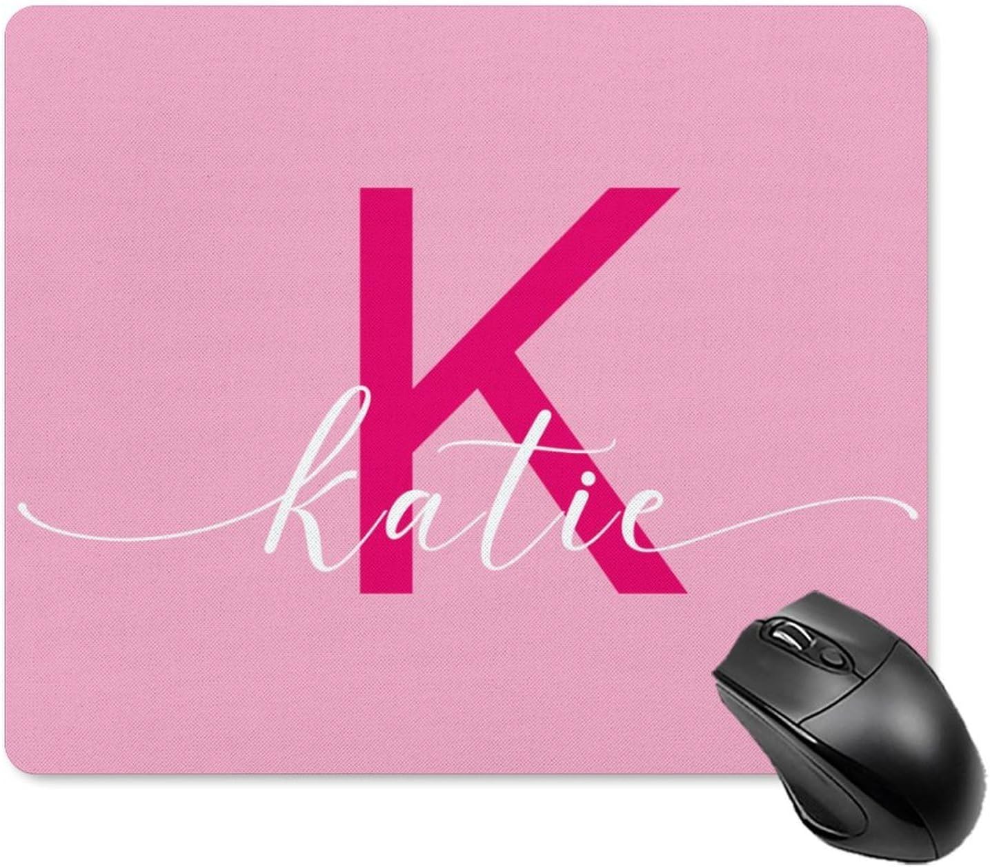 - Personalized Name Pink Mouse Pad Custom Monogram Initial Rubber Mouse Mat Non Slip for Desk Office Christmas Birthday Gifts for Women Her Girlfriend Coworker 7.2x8.8 inch