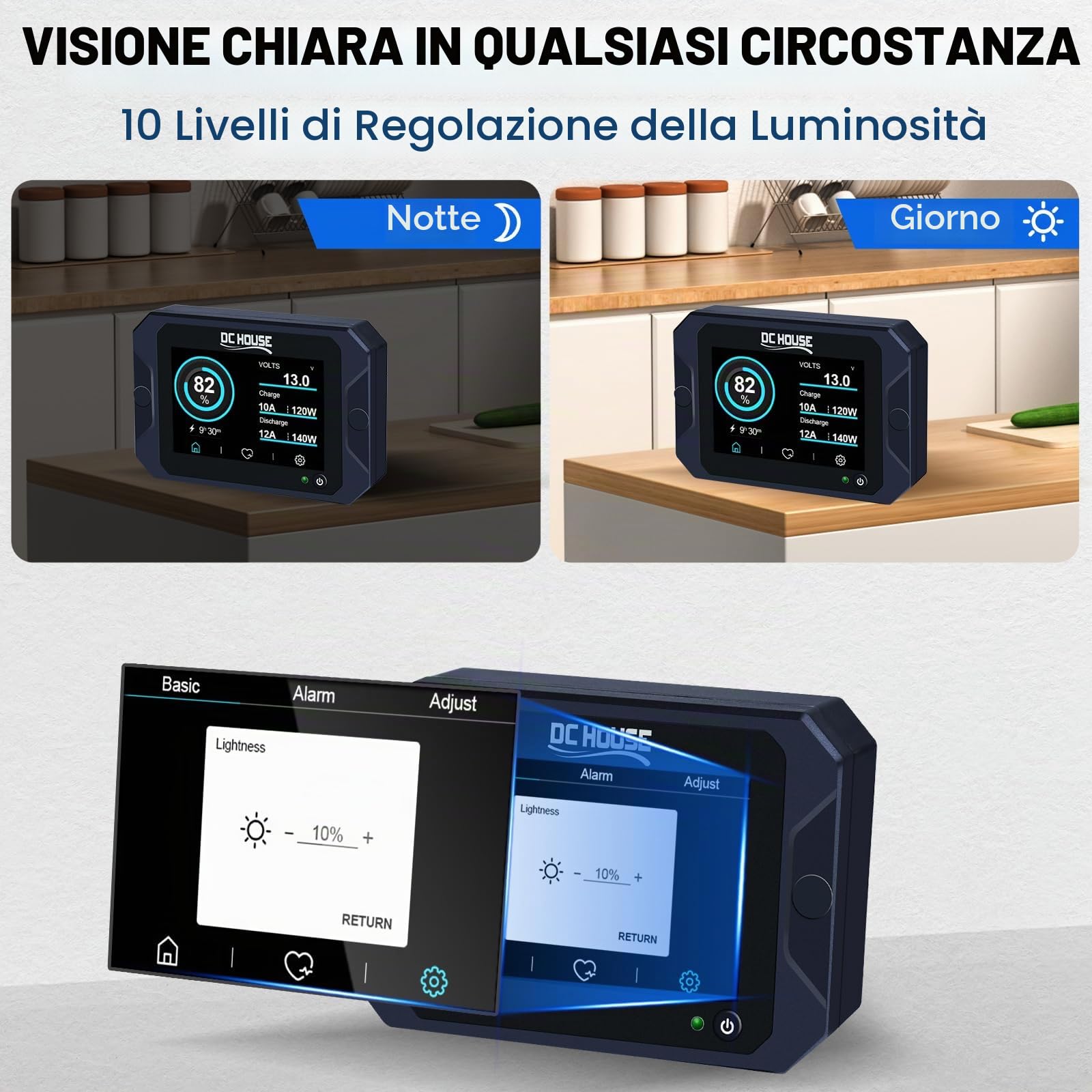 DCHOUSE Monitor di Scarica di Carica 0-90V 300A Tester Capacità Batteria Tensione Corrente Li-ion LiFePO4 AGM Gel