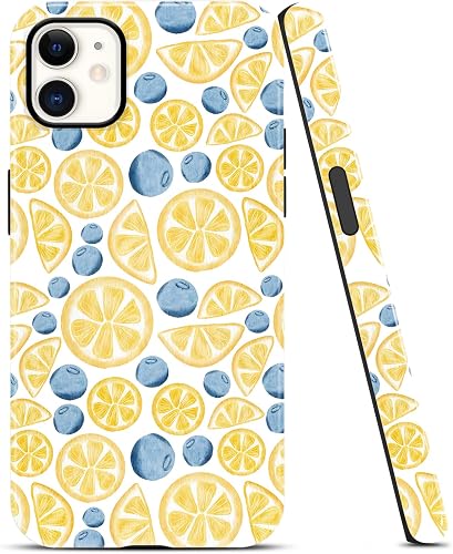Yomjew Aesthetics Summer Lemon Blueberry Phone Case for iPhone 12/12 Pro Case Cu