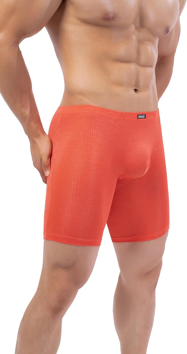 iKingsky Men's Breathable Long Leg Boxer Briefs Sexy Bulge Trunks No Ride Up Shorts Underwear Seamless Pouch Under Panties - Image 5