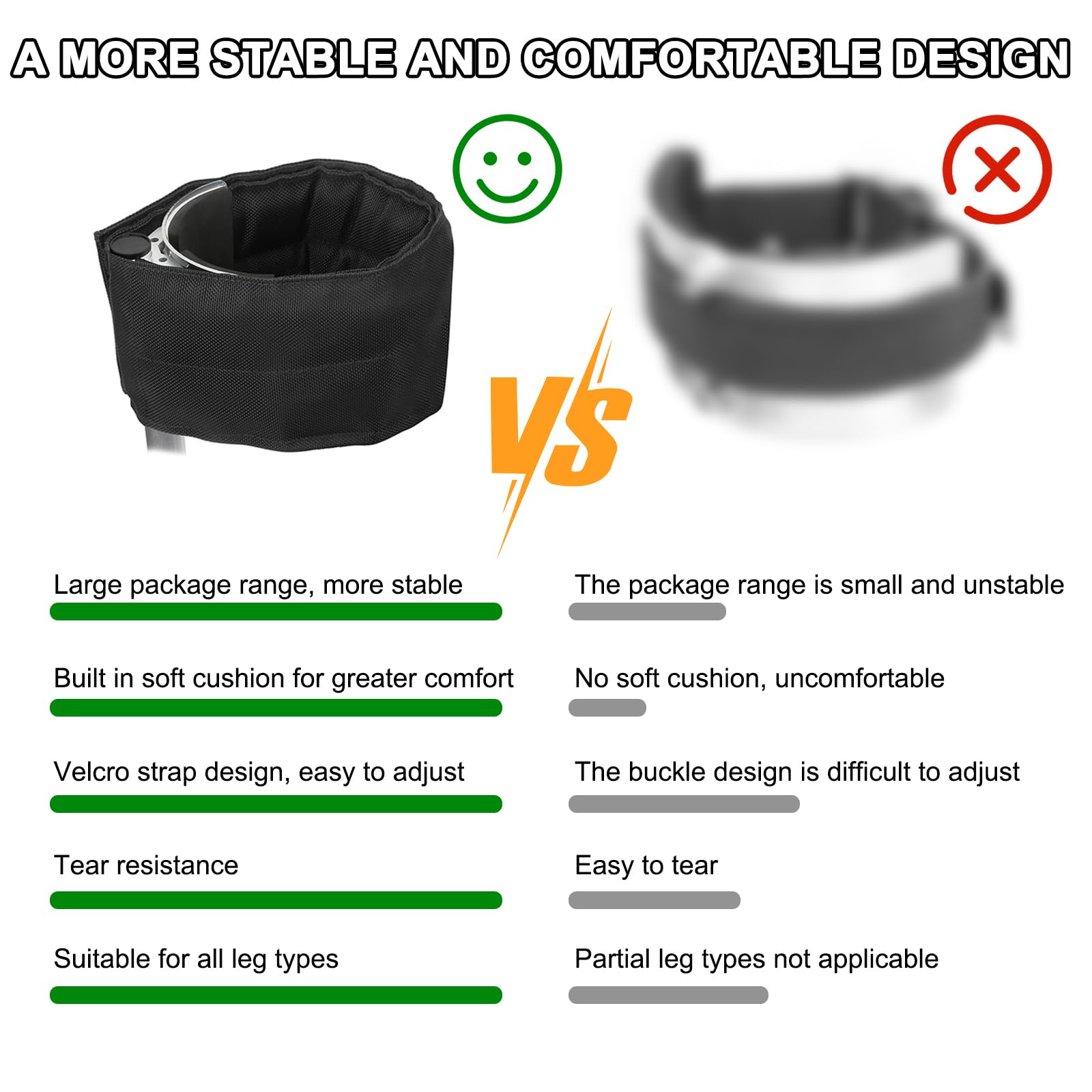 2 cinghie per trampoli per cartongesso (nero)