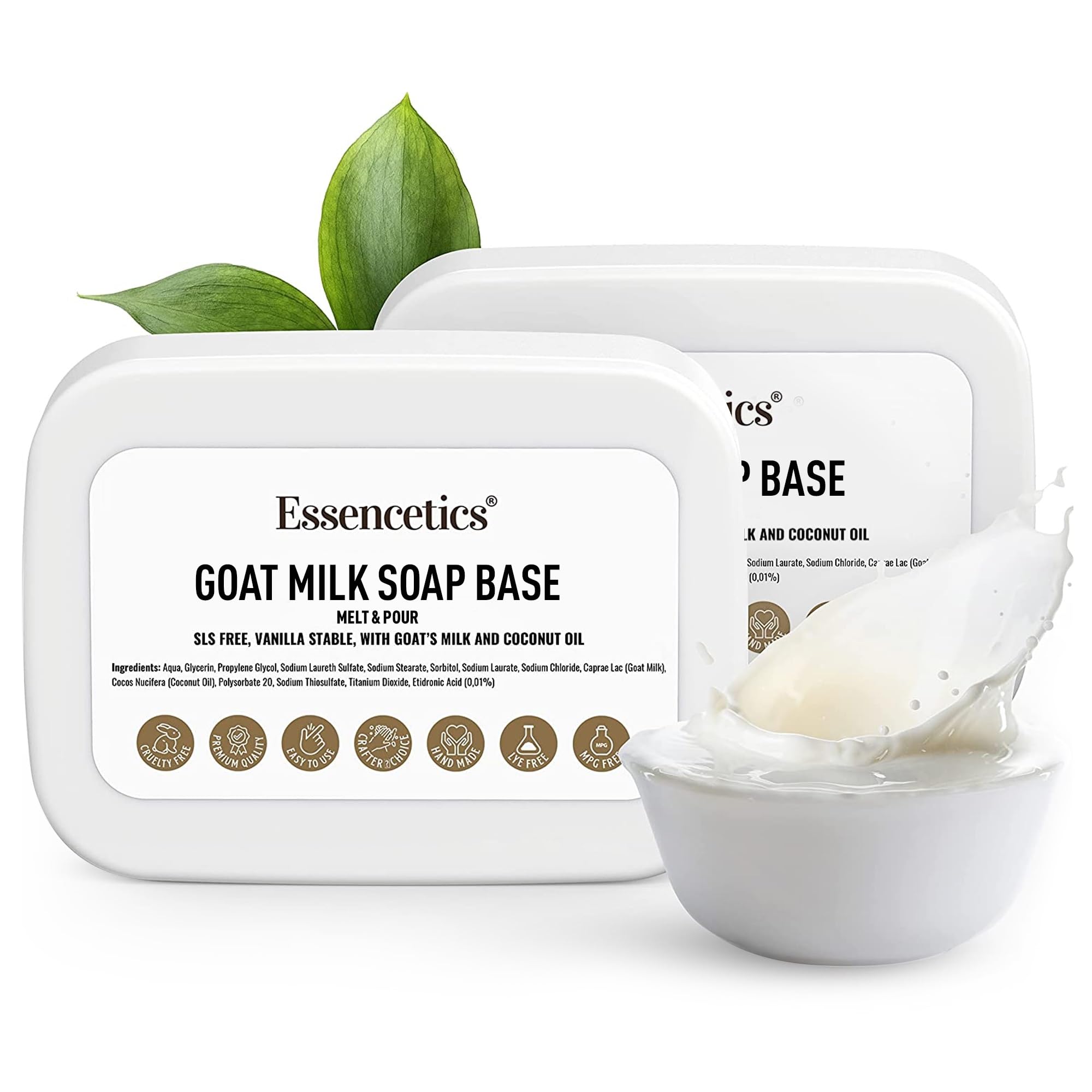 5 LB Goats Milk Soap Base Melt and Pour Organic - SLS Free - Organic Melt and Pour Soap Base for Soaps Making - Made from Natural Glycerin - Glicerina para Hacer Jabones Artesanales Organica