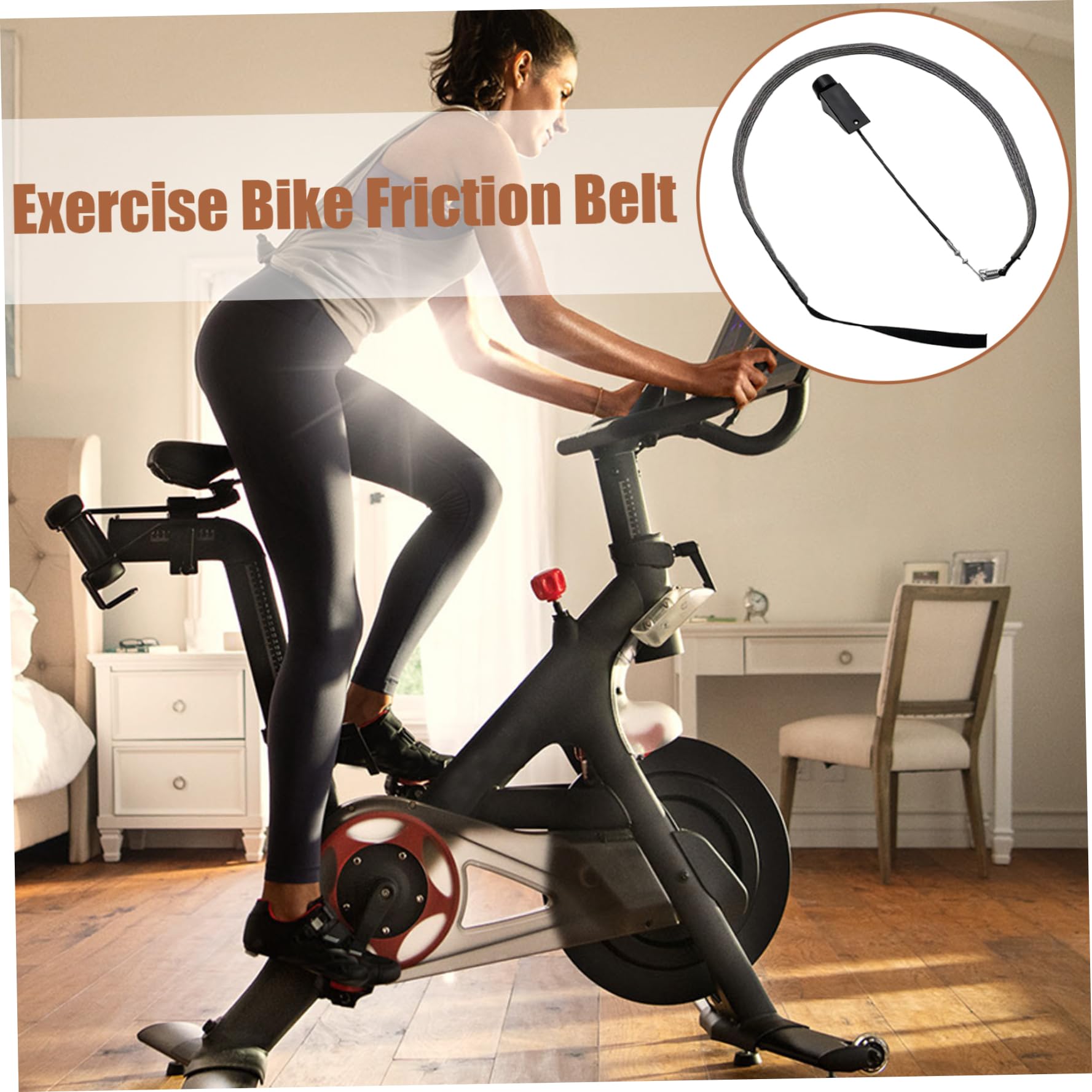 Trrymbbe Cintura Di Attrito Per Cyclette – Ricambio In PP Con Manopola Di Controllo, Colore Nero, Resistente E Minimal