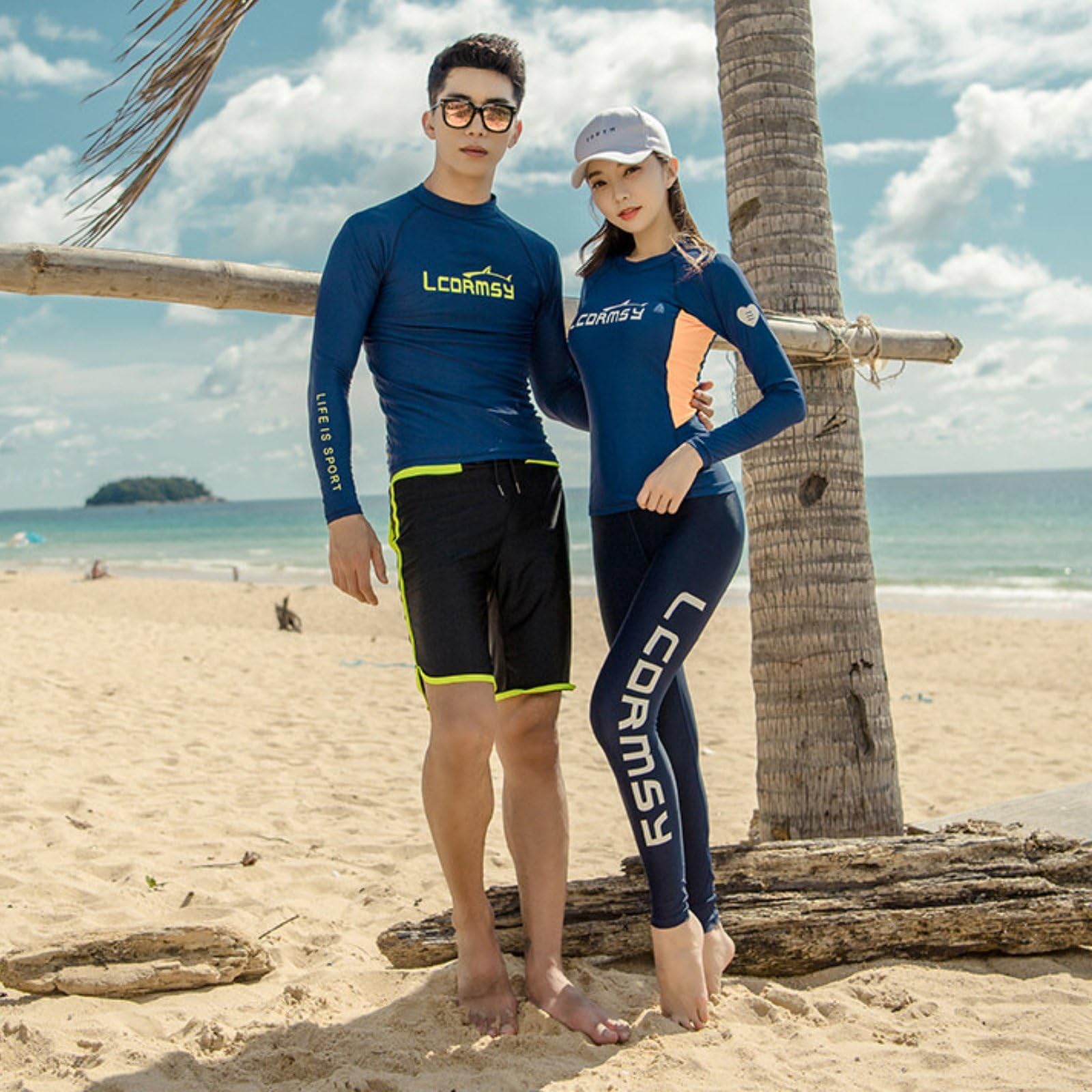 predolo Ropa de Esnórquel Protección Solar Camiseta de Protección con Pantalón Corto Secado Rápido Camiseta de Natación Manga Larga para Surfistas, 3XL