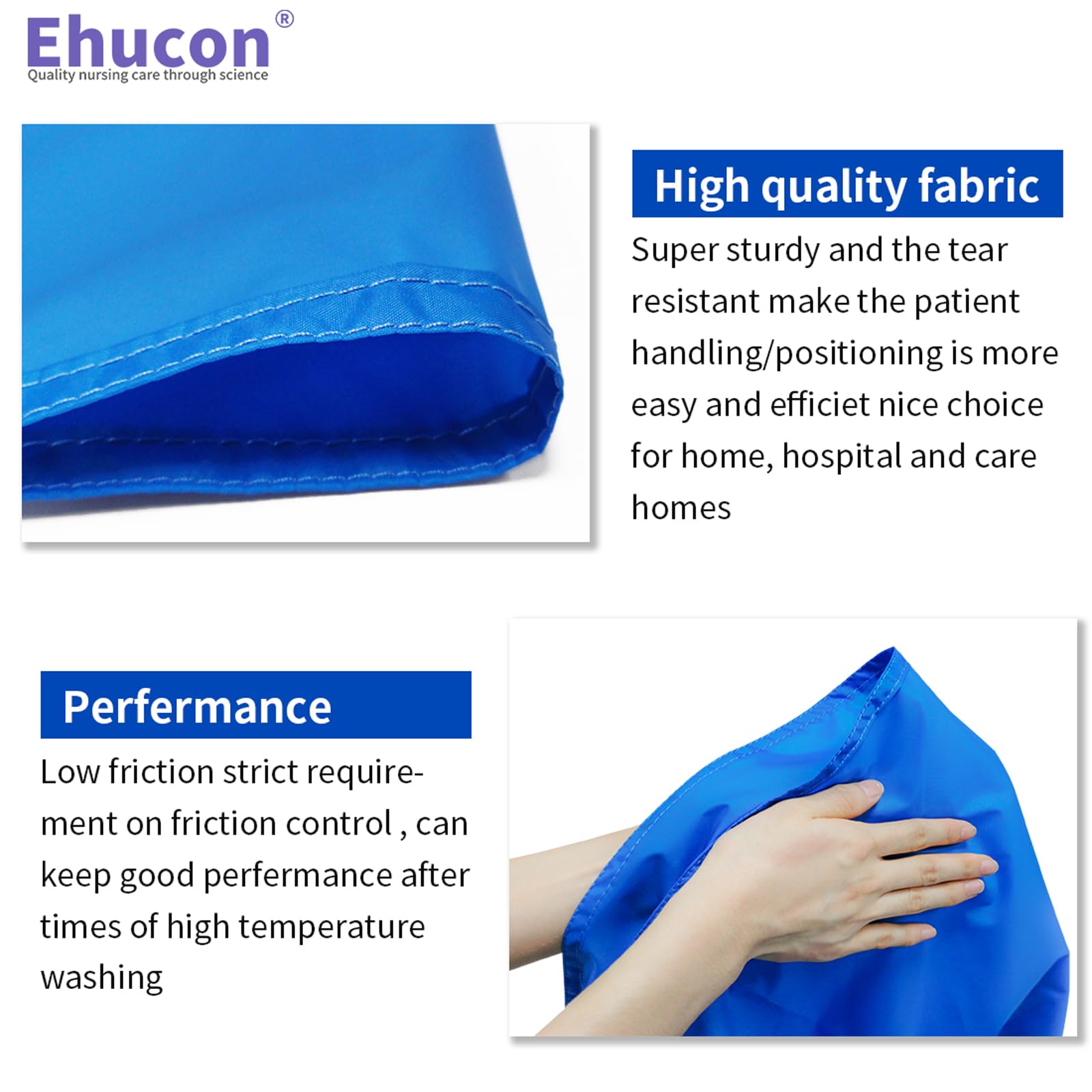 Paciente Transfer Slide Sheet para pacientes/ancianos transferencias a coches/sillas de ruedas/cama Transferencia y reposicionamiento fácil, reutilizable y lavable (azul oscuro-27.5''x47.2'')