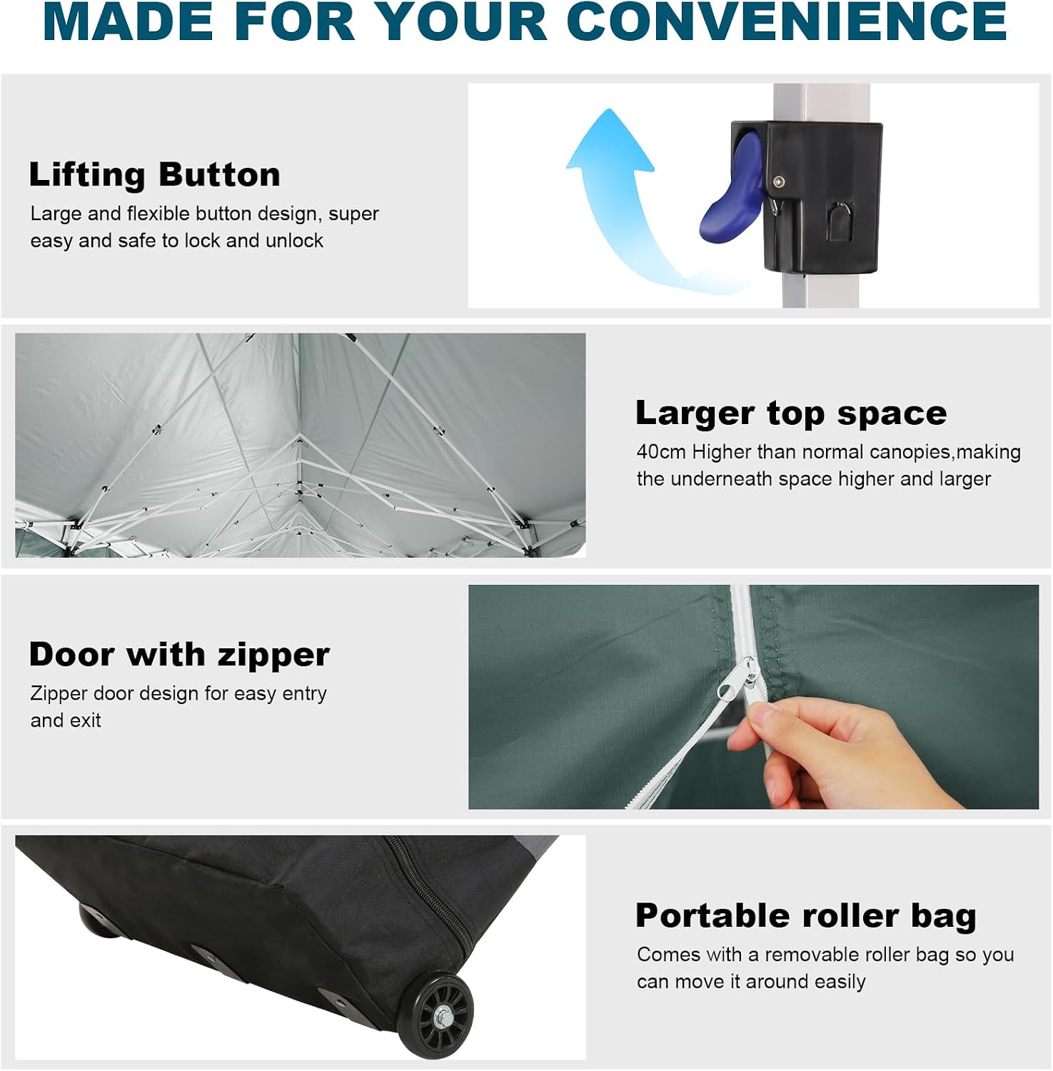 HOTEEL 10x30 Party Tent Canopy Tent with Walls, Waterproof Pop Up Canopy Tent for Parties with Sandbags, Roller Bag, High Roof, Outdoor Easy Setup Wedding Tent for Backyard, Events, Camping, Gray