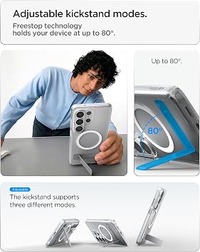 Spigen Ultra Hybrid S MagFit for Samsung Galaxy S26 Ultra Case [3 Stand Modes Stand] Case Mobile Phone Case Shockproof Scratch-Resistant Compatible with MagSafe - Clear White