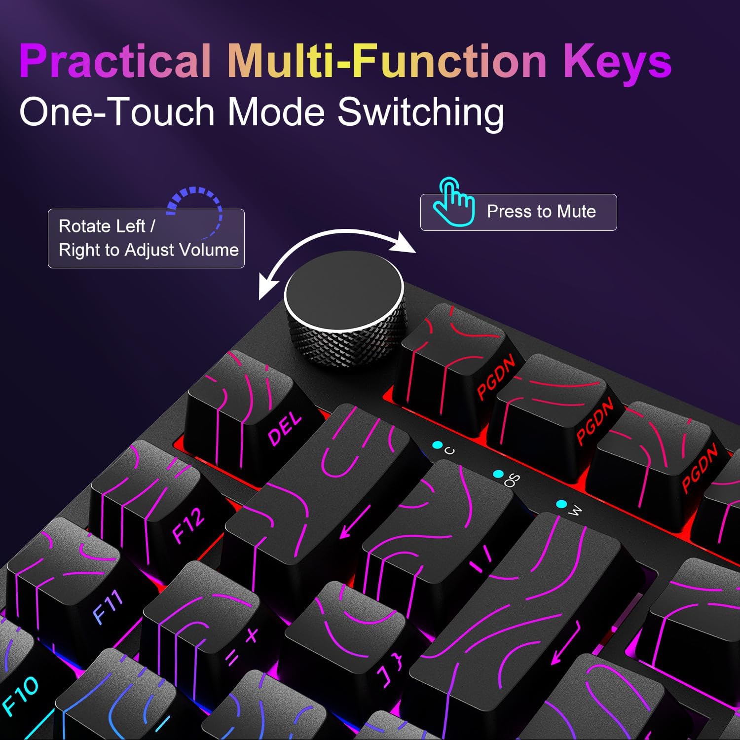 Qisan Wired Mechanical Gaming Keyboard with RGB Backlit, OUTEMU Switch 82 Keys US Layout Wired Mechanical Gaming Keyboard | Side-Engraved & Double-Shot Molded Keycaps with RGB Lights | Black