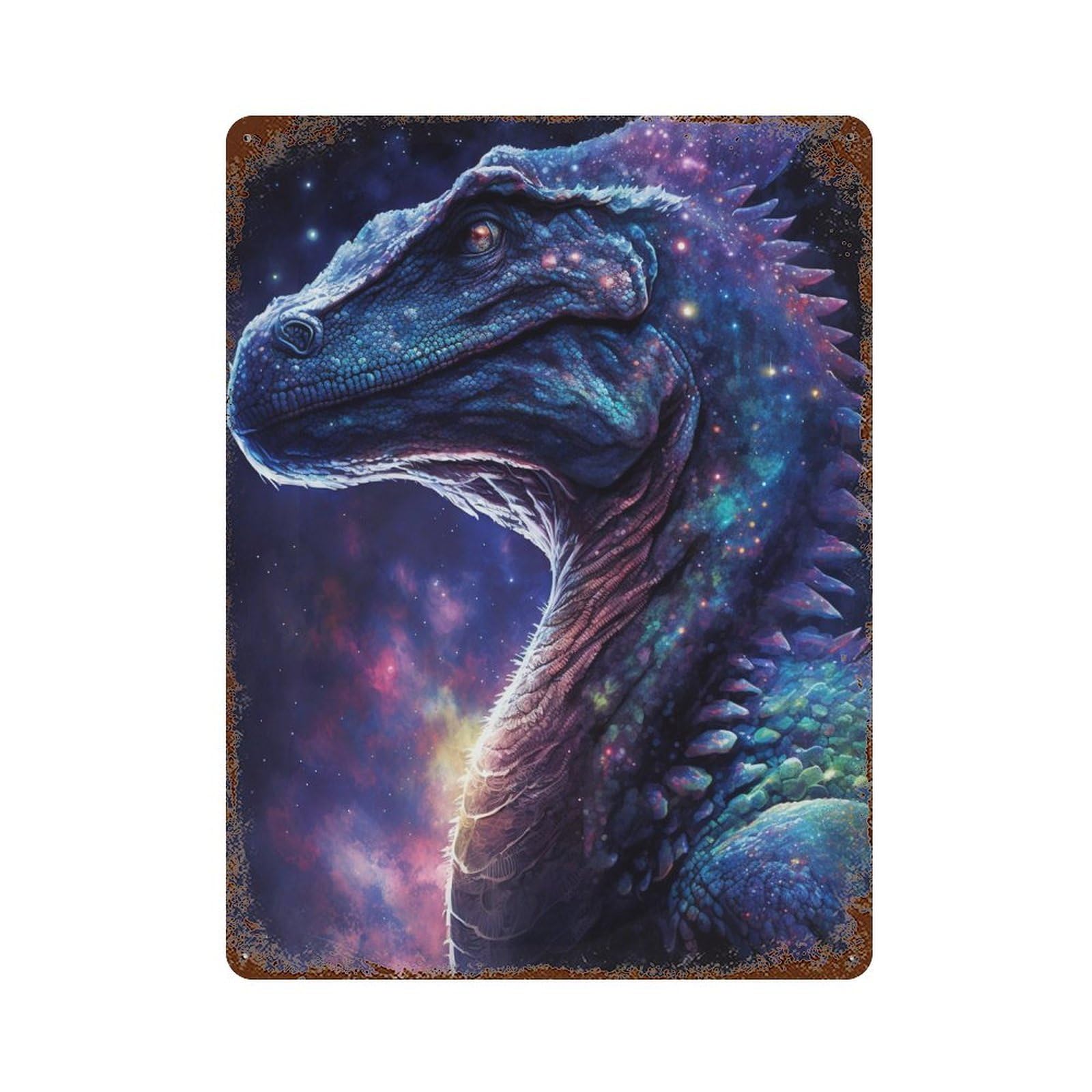 Galactic Dragon Art Print-13 Distressed Metal Wall Sign 15.7"x11.8", Ideal for Cafe, Home Bar And Lounge Decor
