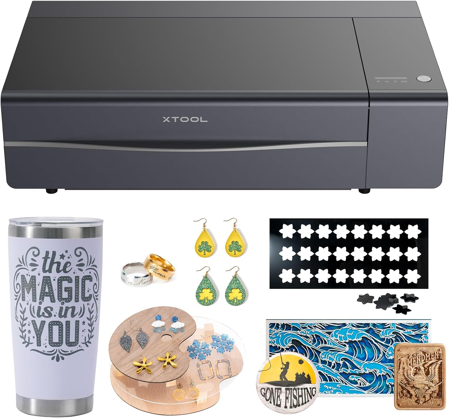 xTool P2 Class 1 Desktop CO₂ Laser Cutter and Engraver, 55W Enclosed Machine with Dual 16MP Cameras, 600mm/s Engraving Speed, Compatible with Wood, Acrylic, Leather, Glass and More