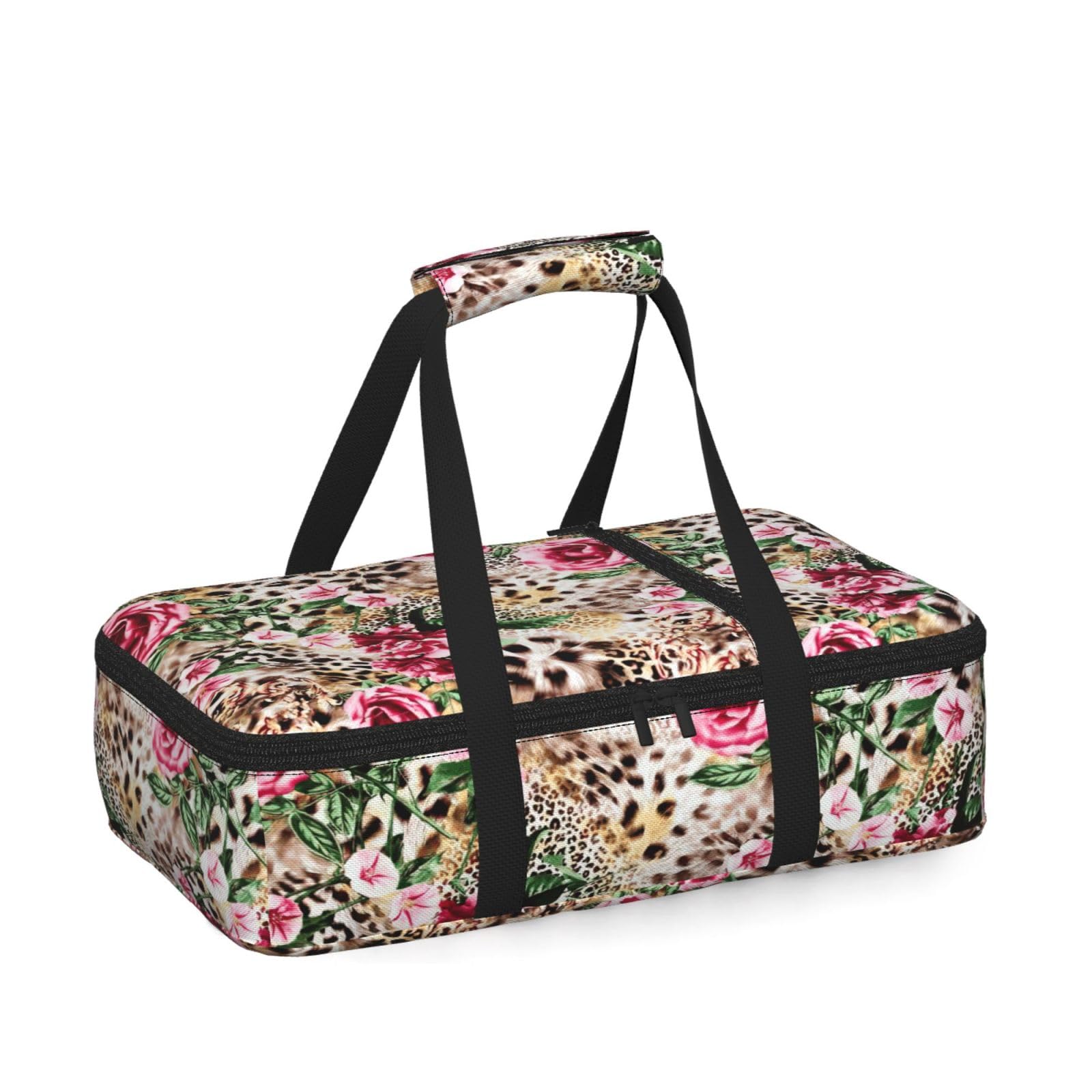 Animal Tiger Leopard Print Rose Flower Print Insulated Thermal Food Storage Bag Daily Reusable Picnic Tote Lunch Box Home