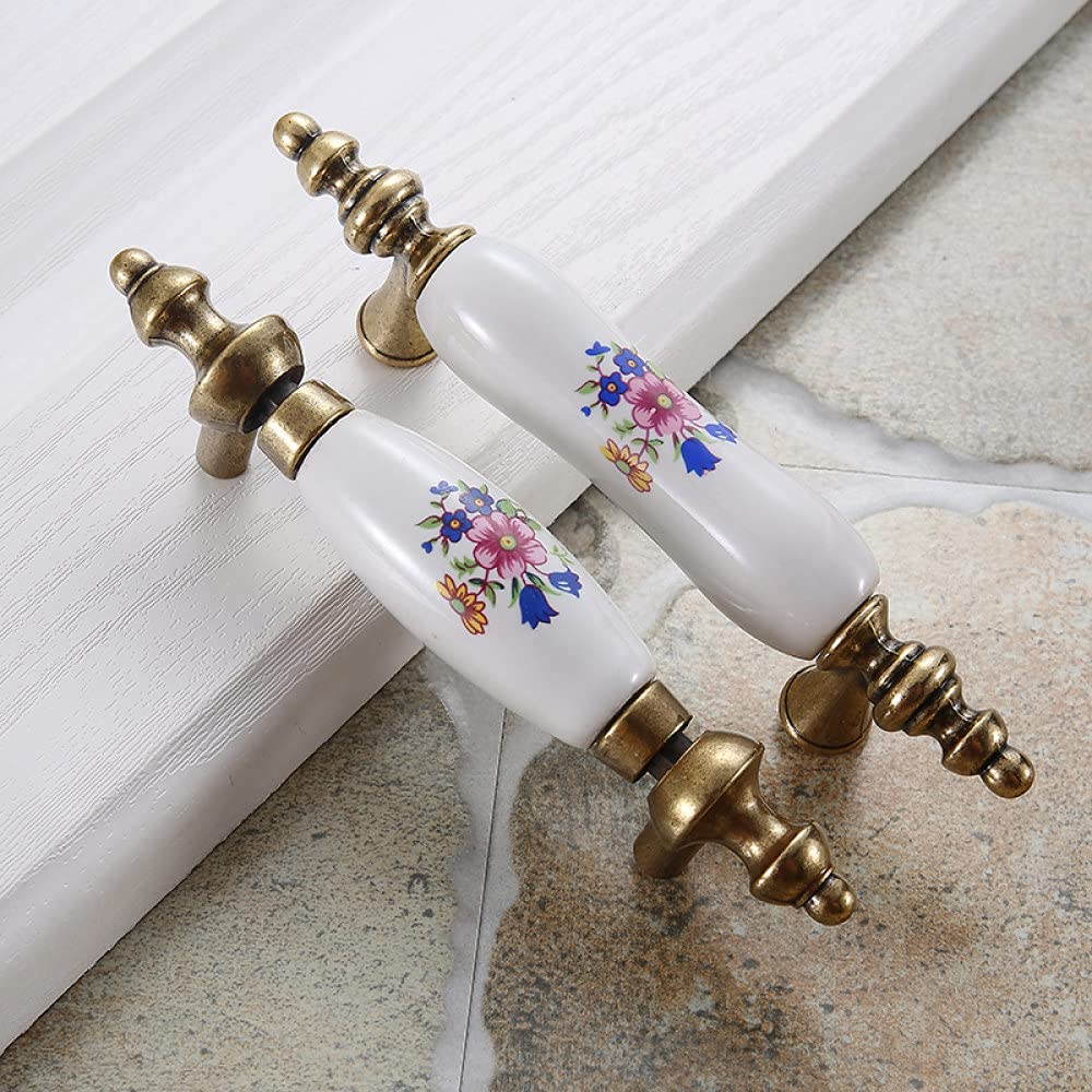 1点のみ❗️ヴィンテージセラミックノブハンドル　キャビネットノブ　ブルー Amazon | ブルーフラワーセラミックハンドルヴィンテージキャビネット