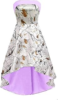 High Low Camo Bridesmaid Dress for Wedding Camouflage Homecoming Dresses A-Line Formal Prom Dresses - Buy now