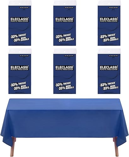 Paquete de 6 manteles de plástico desechables de alta calidad de 54 x 108 pulgadas, manteles de plástico para fiestas, manteles desechables para