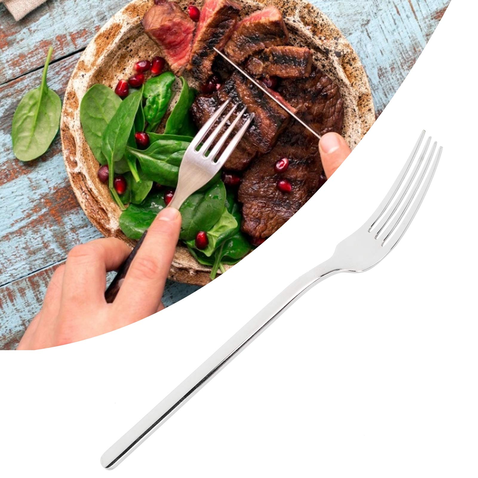 Juego de 12 tenedores de acero inoxidable 316, suministros de tenedor de cena, tenedor de carne grueso con bordes redondeados, vajilla elegante para cocina, comedor, uso diario, inodoro y a prueba de