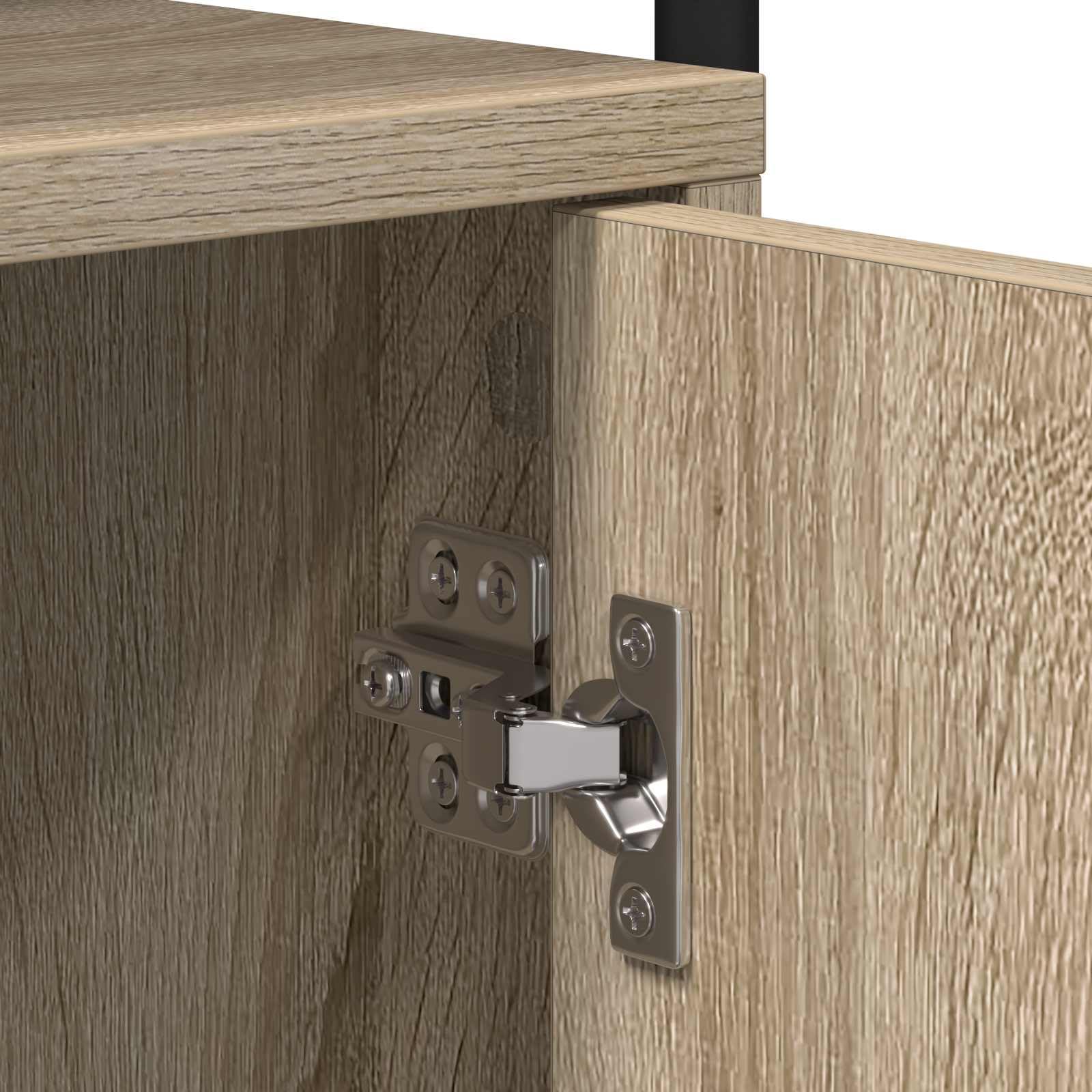 Armadio da notte in legno ingegnerizzato rovere sonoma con struttura in acciaio zincato, mobiletto moderno salvaspazio con anta e ripiano