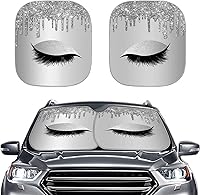 Vista 34 de Howilath Sombra de ojos de belleza, 2 unidades, parasol universal para parabrisas, accesorios para vehículos, cubierta anti-UV