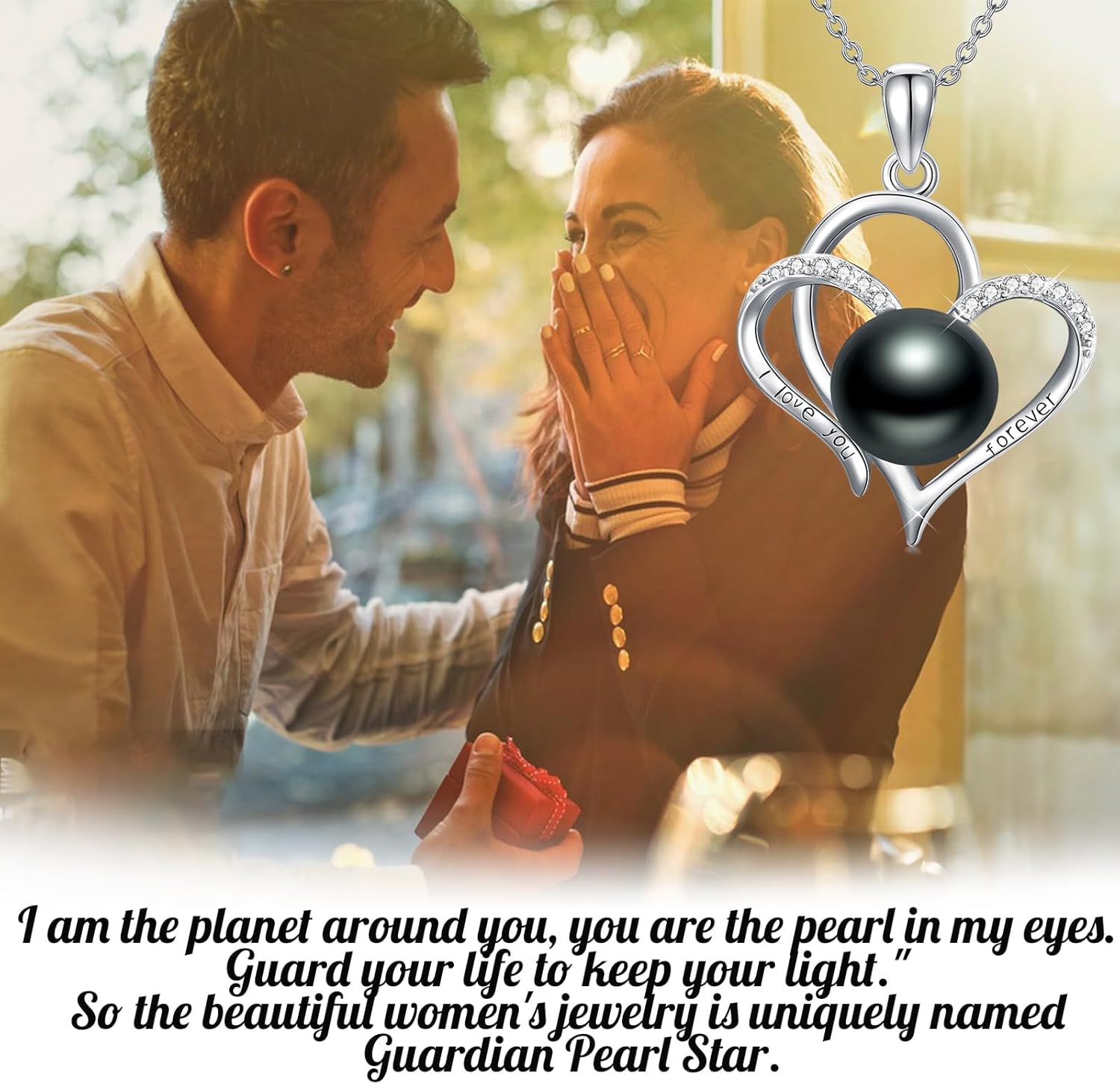 Cultured Black Pearl Pendant Necklace Fine Jewelry Gifts for Women Freshwater Black Pearl Pedant Necklace for Women 10mm Christmas Gift Anniversary's Day - Image 5