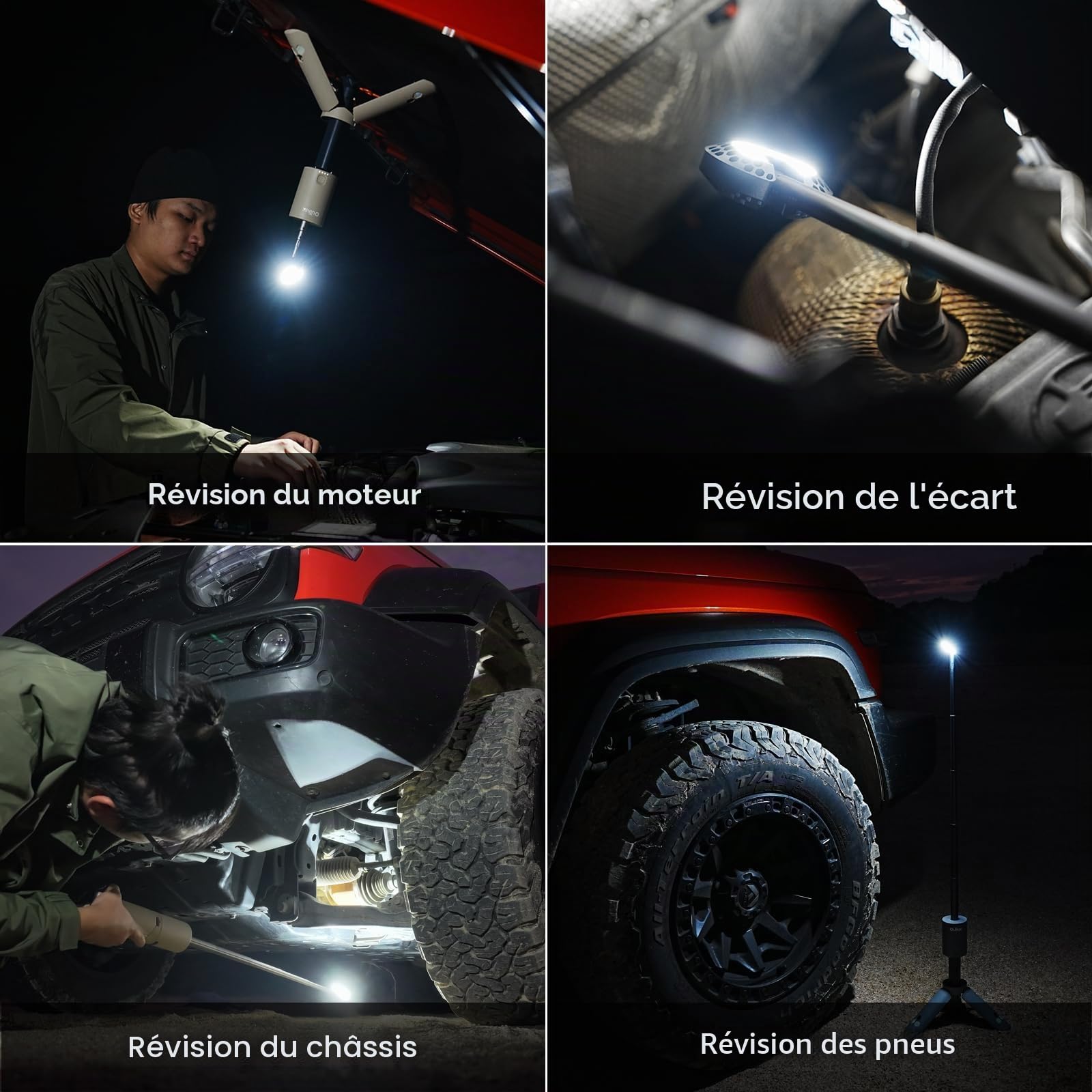 Outask Lampe de camping télescopique, lanterne magnétique pliable avec batterie de 12 000 mAh, lampes de poche télescopiques étanches IPX6/IPX7, lampe de camping pour urgence, camping, randonnée (gris