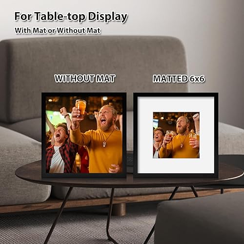 Vista 153 de KINLINK Juego de 4 portarretratos de 12 x 12 pulgadas, cuadrados de madera mate de 8 x 8 pulgadas con plexiglás para 8 x 8 pulgadas con paspartú