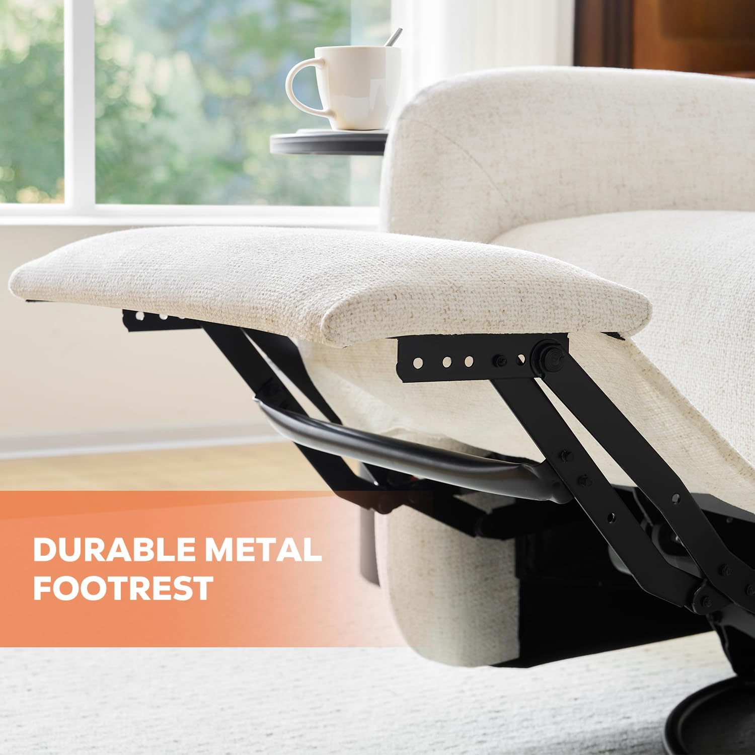 Power Recliner Chair, Swivel Rocker Recliner w/USB & Type-C Charging Ports, Chenille Upholstered Swivel Rocker Glider Recliner for Nursery,Living Room, Bedroom, 1PC, Cream