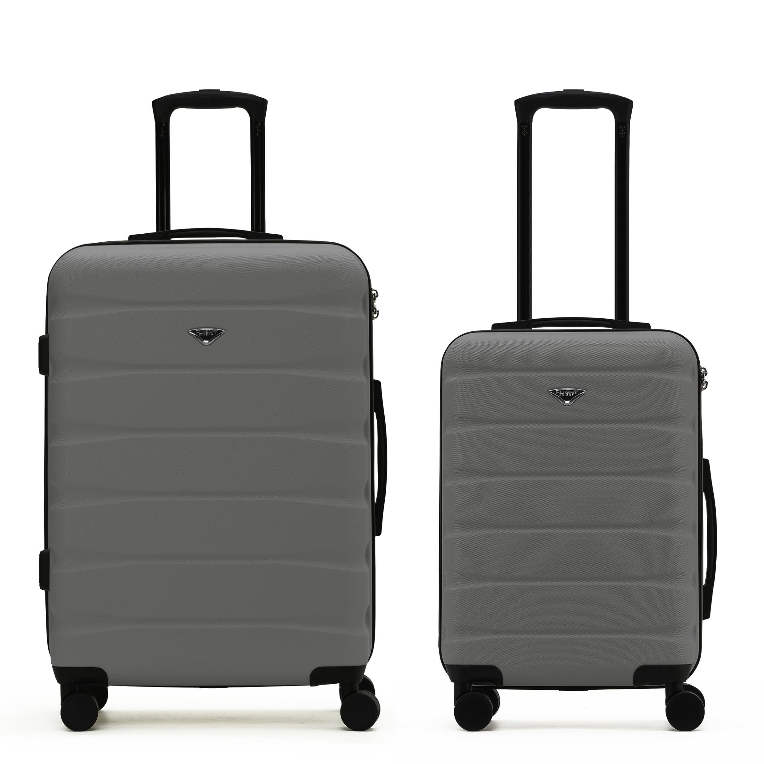 Flight Knight Luggage Sets - Carry-On & Medium 27" Checked Hardside Suitcase TSA Lock Silent Double Spinner Wheels - 22x14x9 Maximum Carry On Bag Size For American & United Approved Airlines