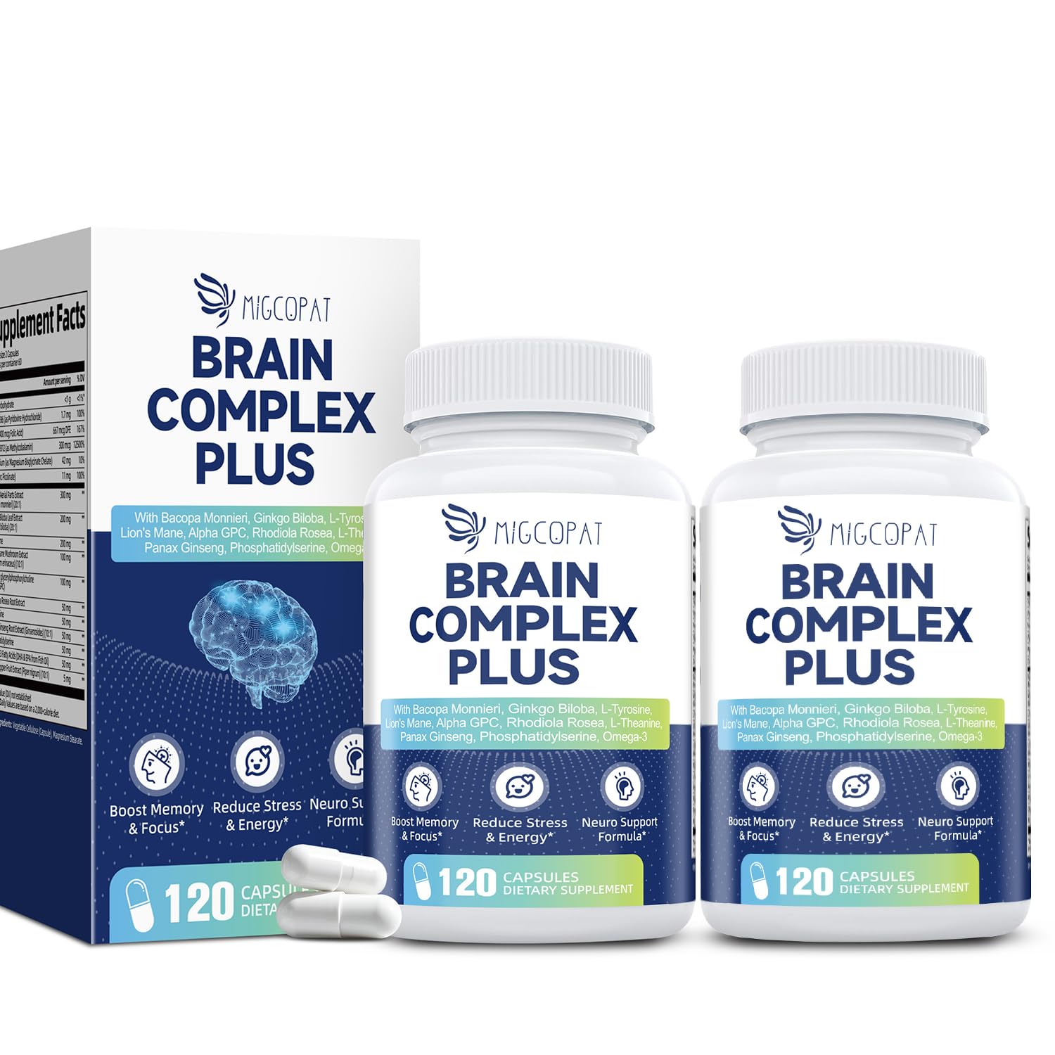 Brain Supplements for Memory and Focus | Nootropic with Bacopa Monnieri, Lion's Mane, Alpha GPC, Ginkgo Biloba | Mental Clarity & Cognitive Support | Vitamin B6 & B12 Neuro Health - Non-GMO, 120 Caps — Amazon image 12