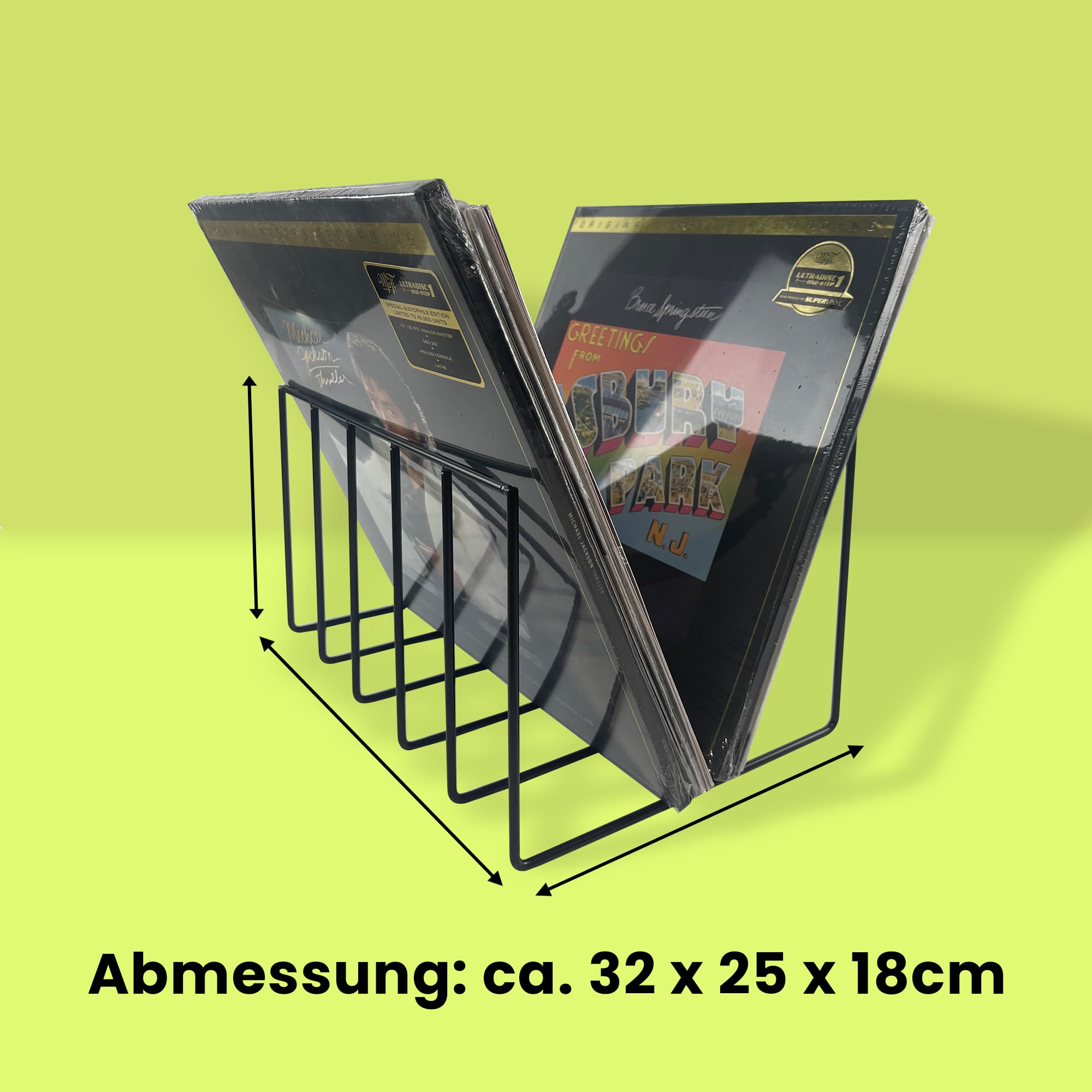 7even Schallplatten Ständer Metall Weiß - LP & 12" Vinyl Aufbewahrung Regal für ca. 50 Platten 32x25x18cm