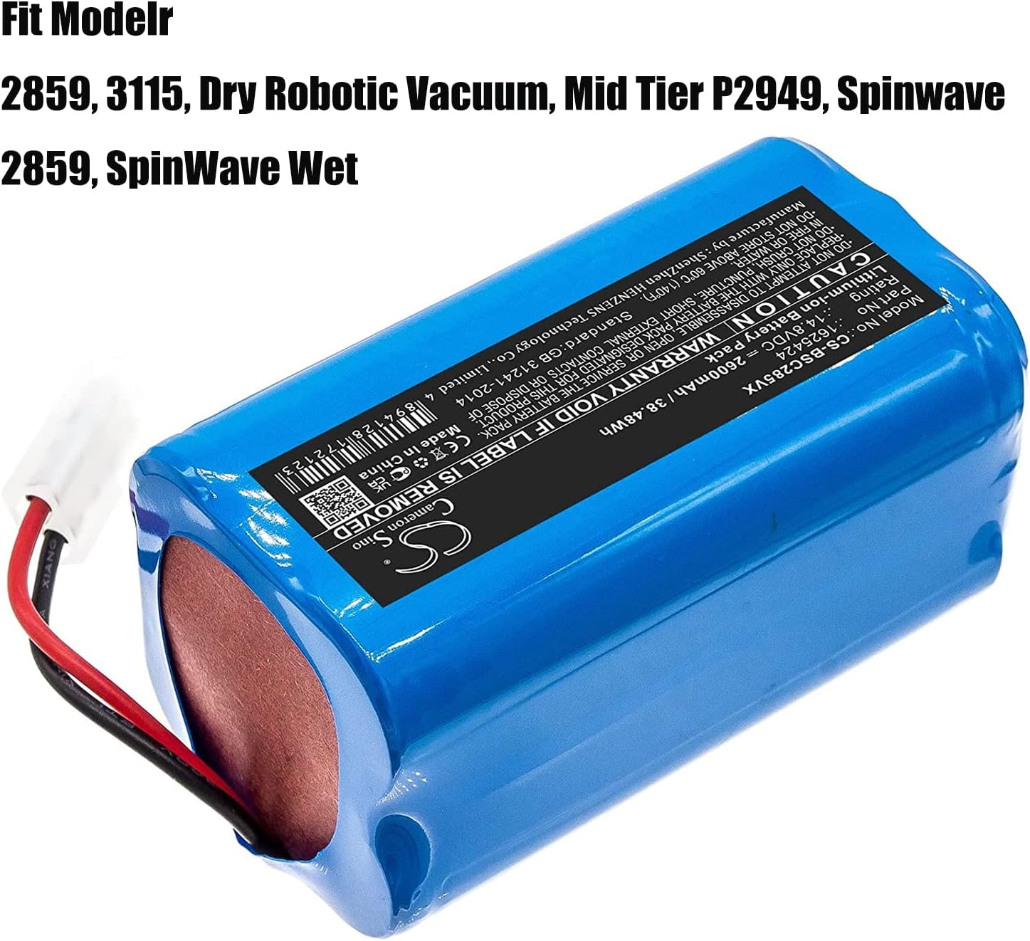 14.8V 2600mAh Bissell Vacuum Battery, Li-ion Replacement Battery for Robotic Vacuum Cleaners Bissell 2859, 3115, Dry Robotic Vacuum, Mid Tier P2949, Spinwave 2859, SpinWave Wet, 1625424, Z65B155