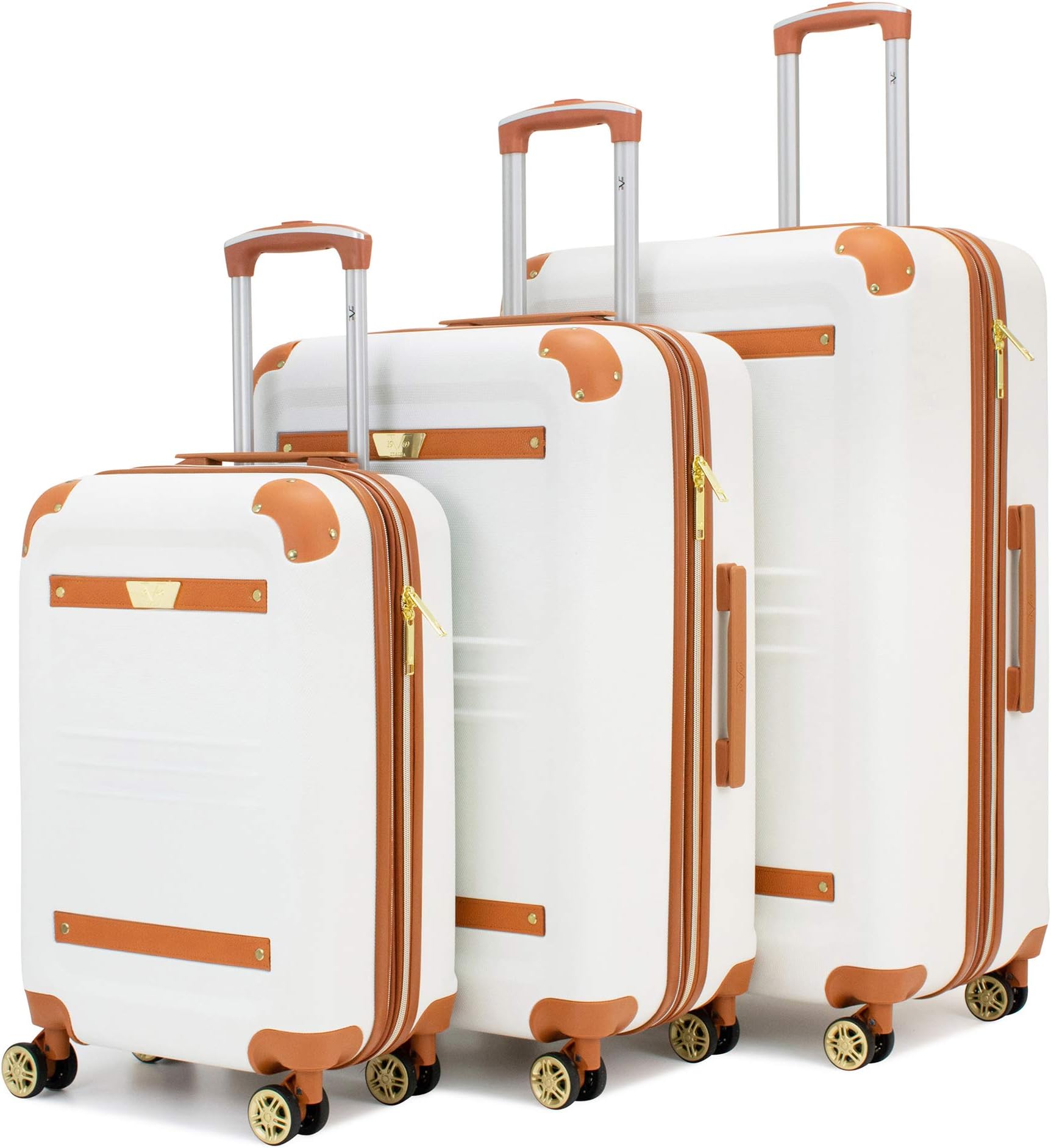 19V69 ItaliaVintage 3 Piece Expandable Hard Spinner Luggage Set White