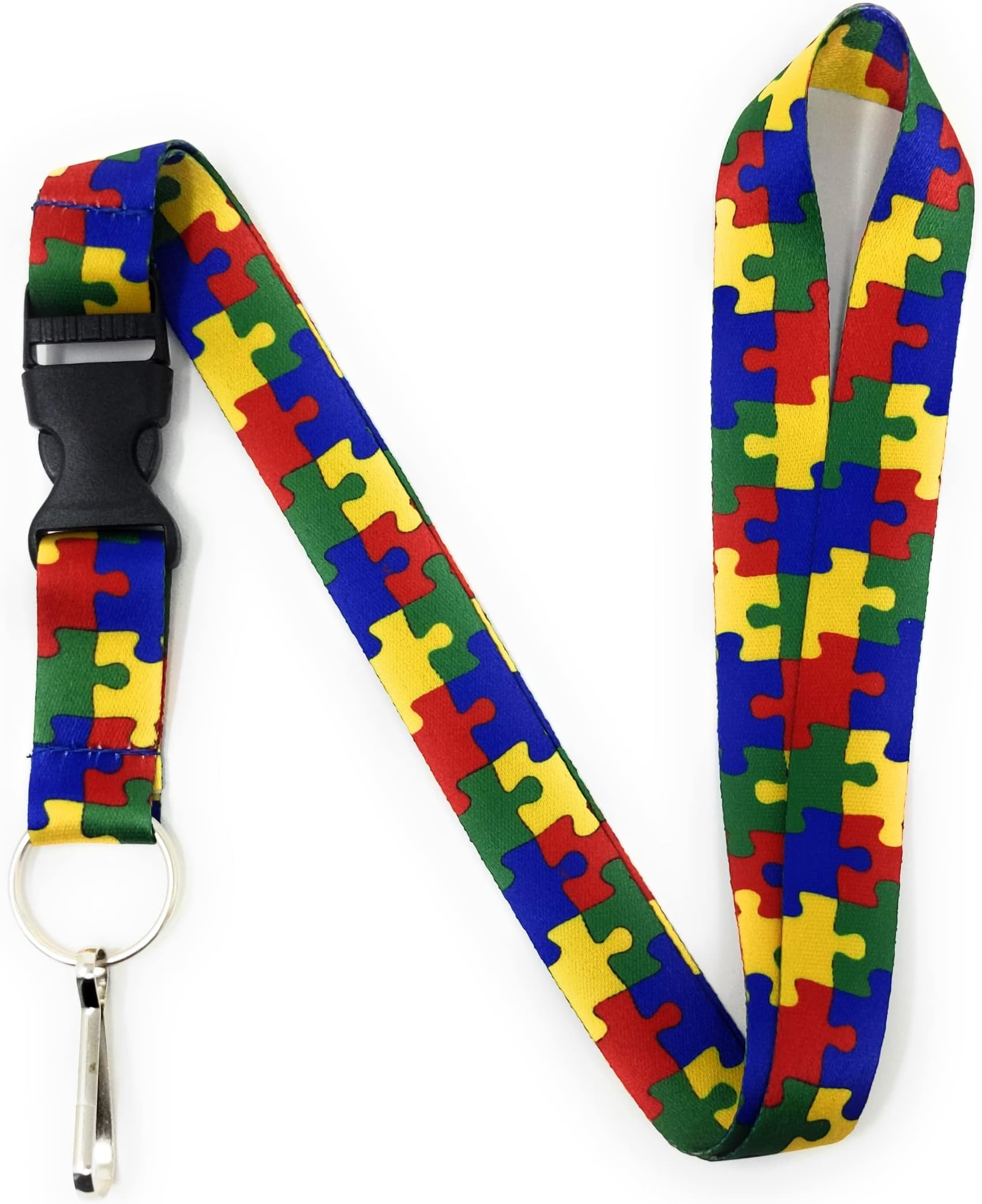 Vinylcation Autism Lanyard for ID Badges | Autism Key Lanyard and ID Holder with Detachable Buckle | Autism Puzzle Piece Keychain | Autism Awareness Stuff