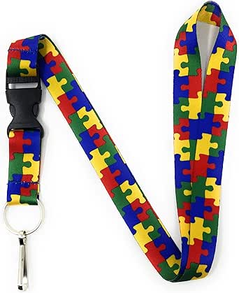 Cordino Consapevolezza Autismo 20mm Con Gancetto Di Sicurezza – Puzzle Colorato - 5