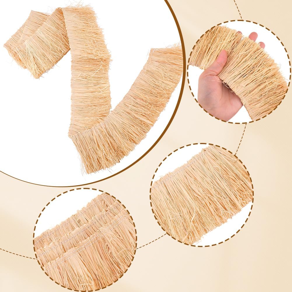 1.09 Yards 3.15 Inch Raffia Fringe Trim Navajo White Tassel Trimming Lightweight Handmade Natural Raffias Grass Tassels Dcorative Trims for Sewing Table Mat Curtains Clothes Home DIY Crafts