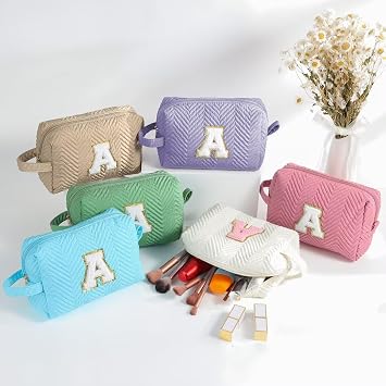 YOOLIFE Birthday Gifts 5 6 7 8 9 10 11 12 13 14 15 16 Year Old Girl, Stocking Stuffers for Girls Teen Kids, White Initial Makeup Bag for Girls L
