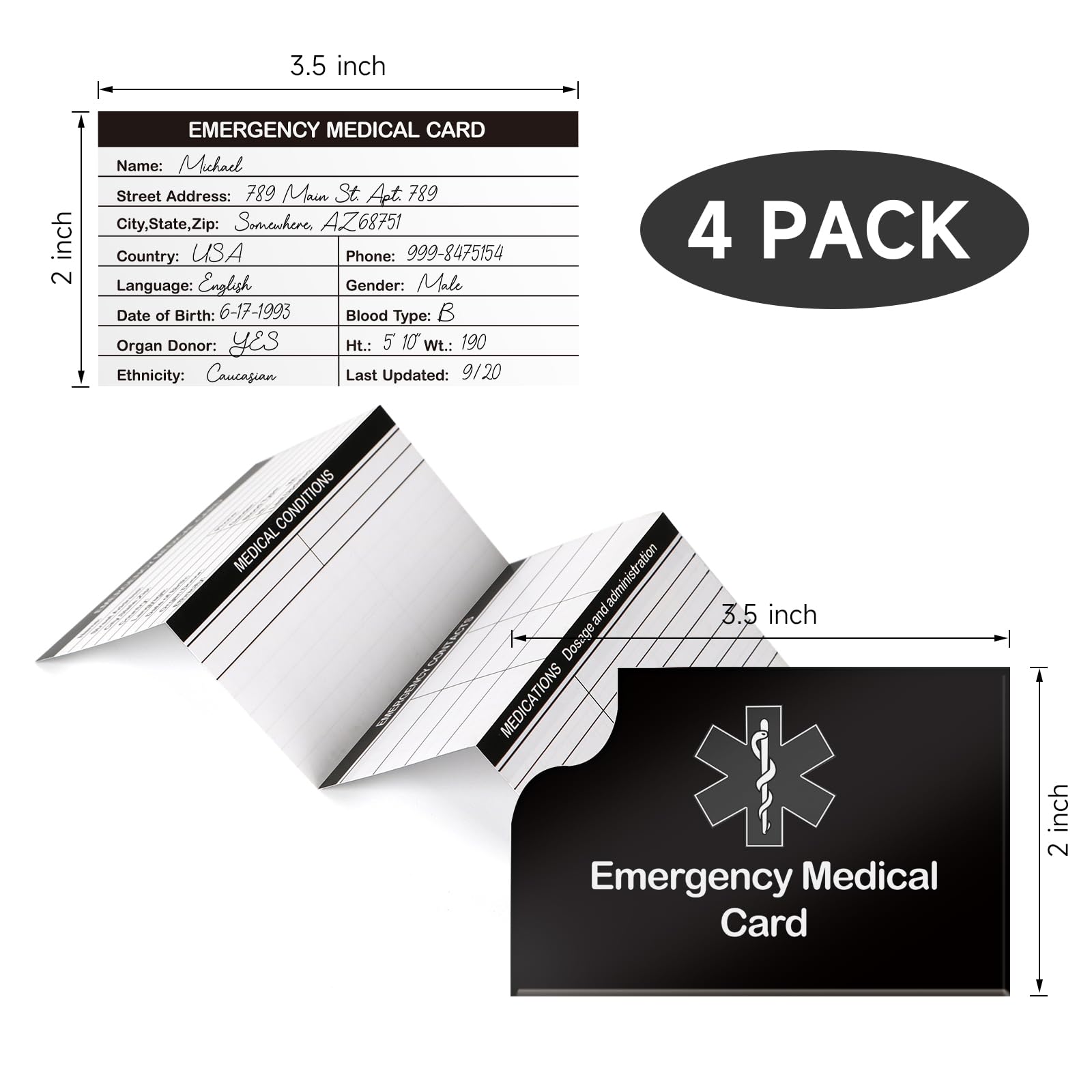 Amazon.com: 4 Pack Emergency Medical Information Id Card Red Medical Condition and Emergency Contact Id Wallet Card Medical Alert Wallet Card Pocket Size Medication List and Medical Cards for Caretakers (Black) : amazon-com-4-pack-emergency-medical-information-id-card-red-medical-condition-and-emergency-contact-id-wallet-card-medical-alert-wallet-card-pocket-size-medication-list-and-medical-cards-for-caretakers-black
