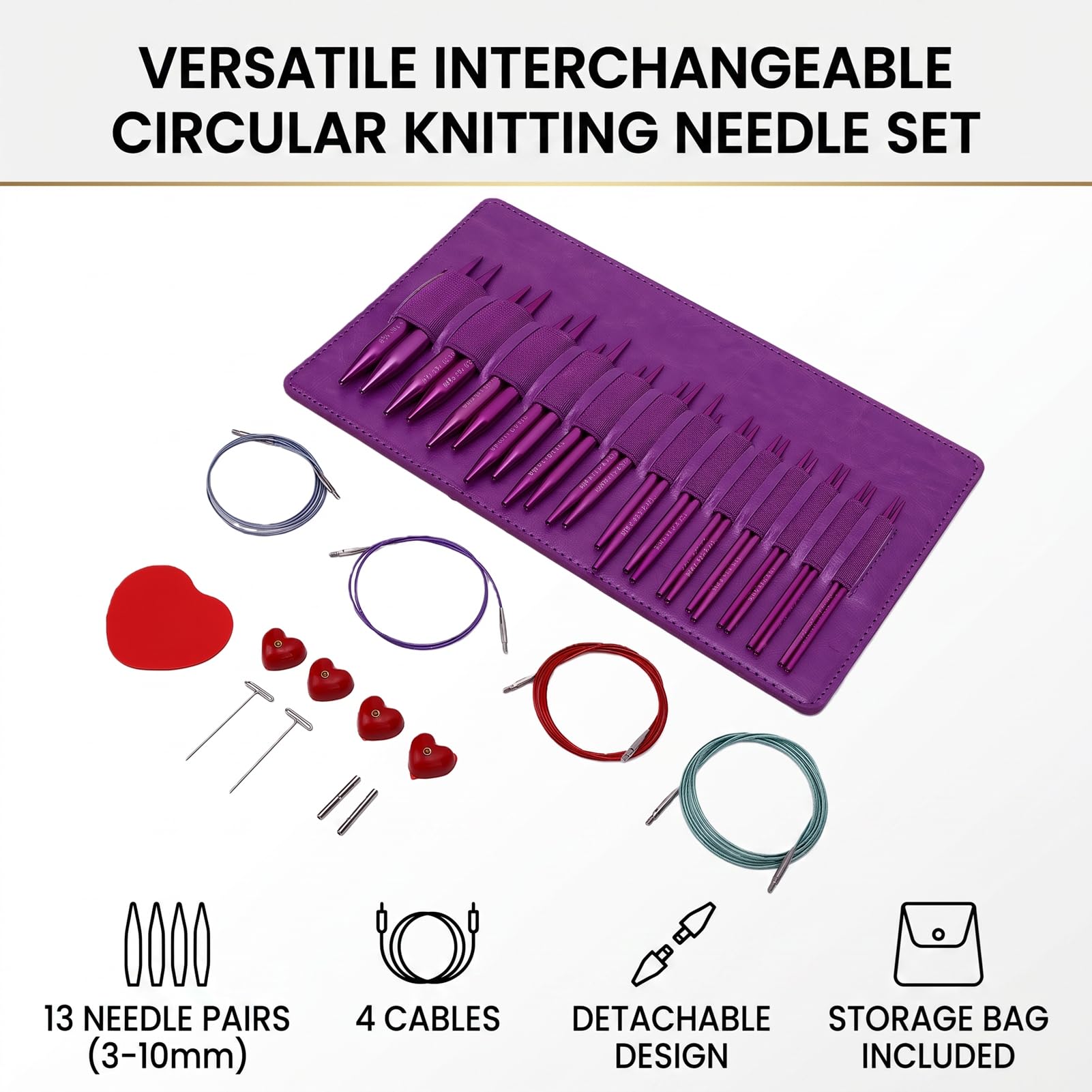 Zhjvihx Juego de Agujas de Tejer Circulares Intercambiables, Aluminio