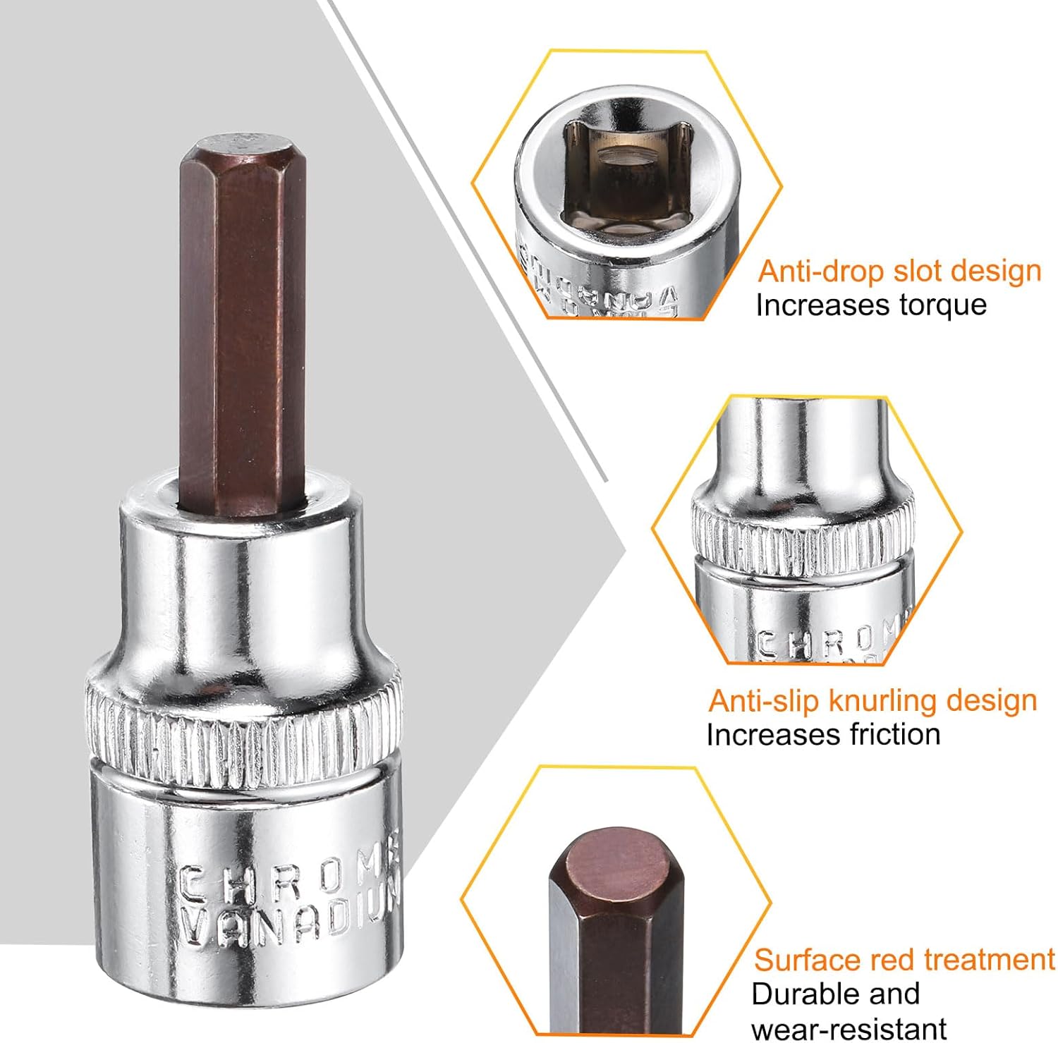 uxcell 3/8" Hex Bit Socket 1/4" Drive SAE S2 Steel Square Drive Socket Extension Impact Bit Socket Ratchet Wrench Accessories for Turns Power Drill Into Nut Driver 2 Pcs