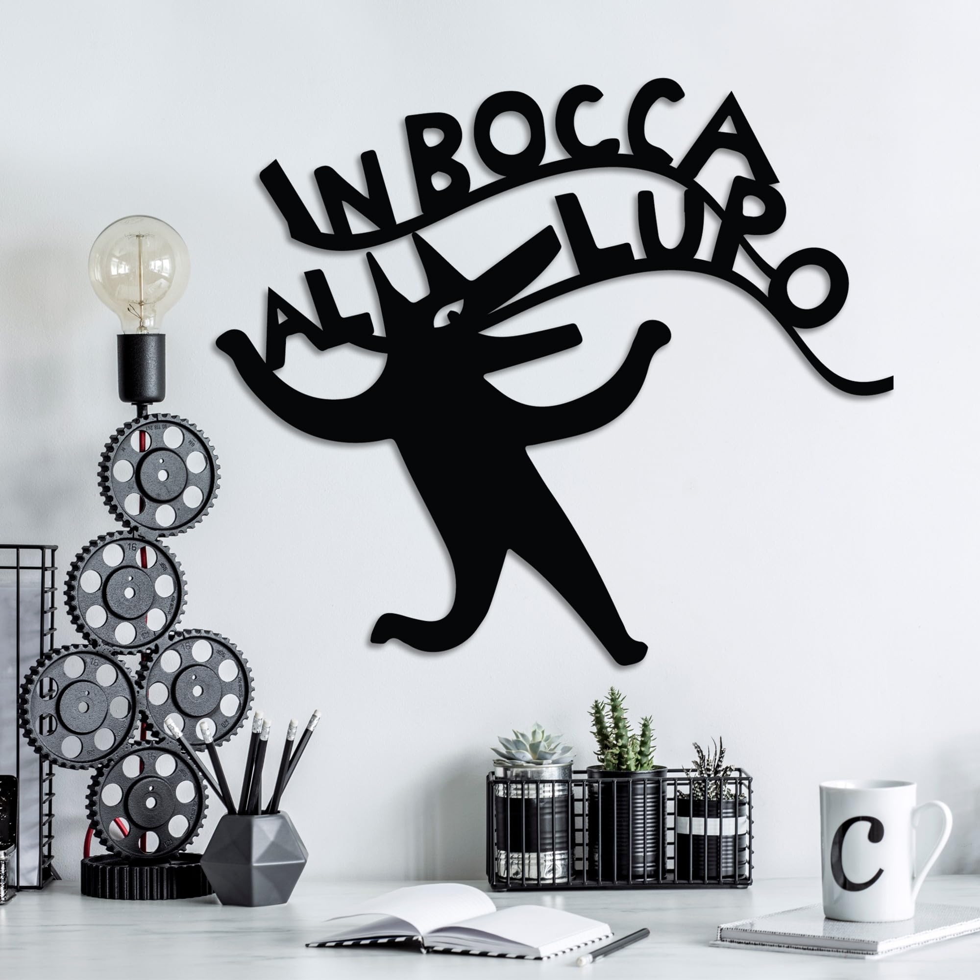 Hanah Home Stylish Black Decorative Metal Wall Accessory, 56 x 49 cm, 100% Metal, 1.5 mm Thickness, Lightweight and Durable, Perfect for Modern Decor
